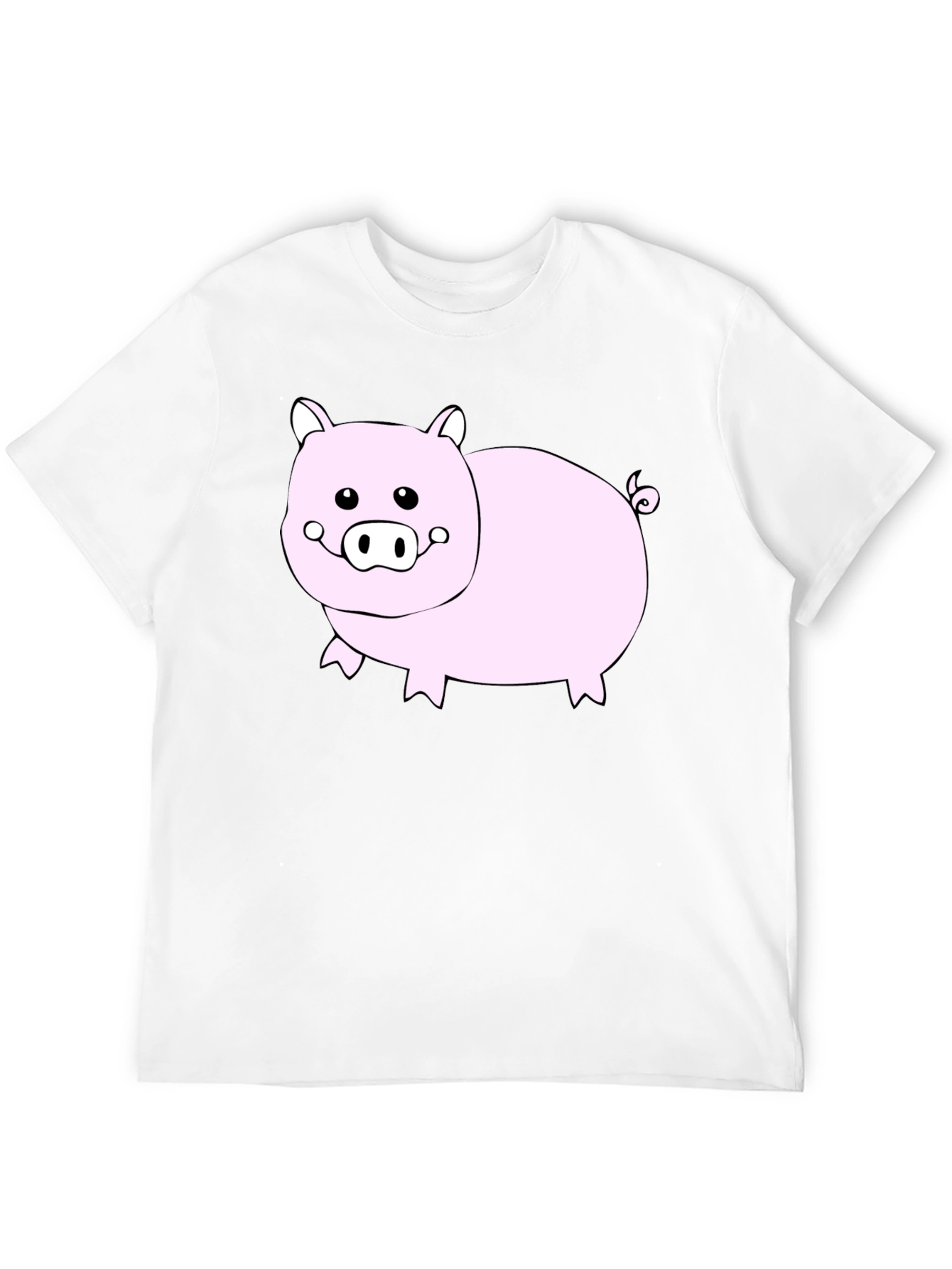 Black Cute Pig Graphic Black T-Shirt - Unisex view 12