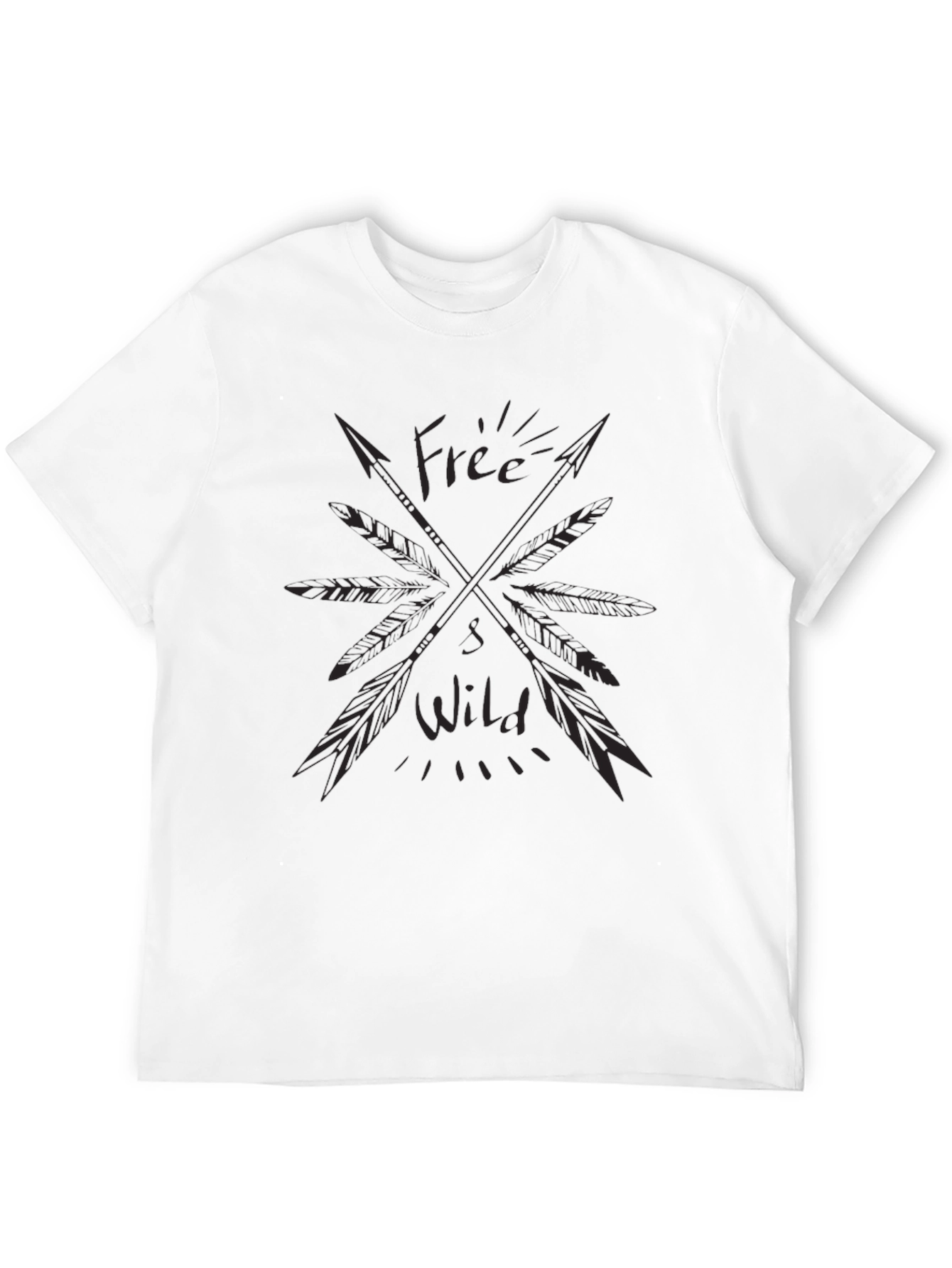 Black Free Wild Arrows Graphic T-Shirt - Casual Black Tee view 12