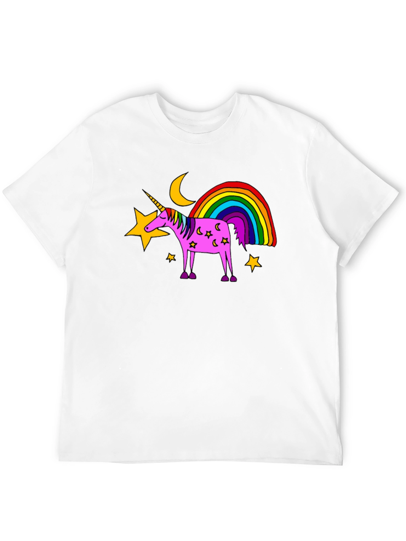 Black Unicorn Rainbow Graphic Tee - Black Cotton Casual Shirt view 12