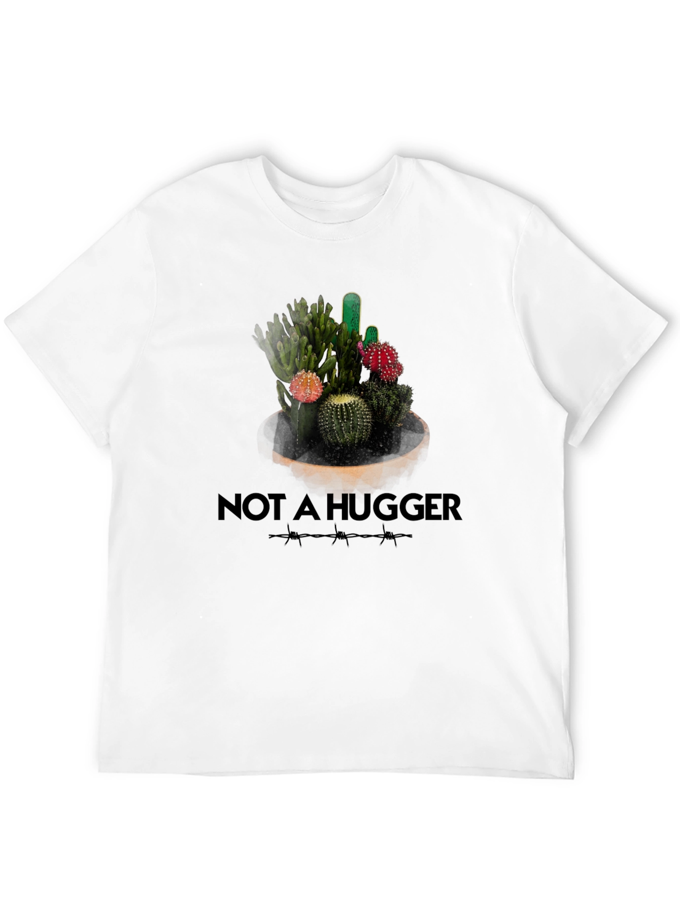 Black Not A Hugger Cactus Graphic T-Shirt view 12