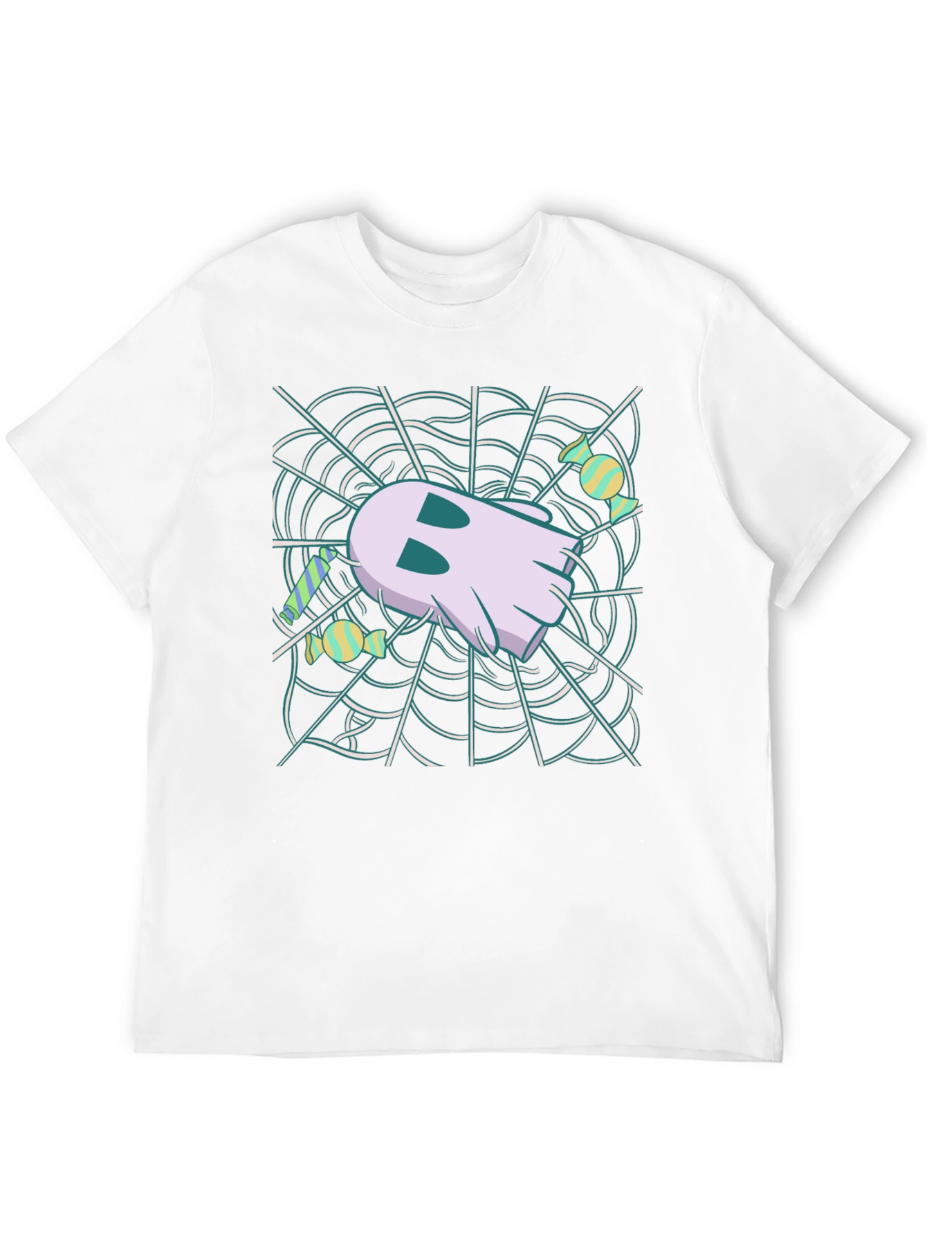 Black Ghost in Web Halloween Graphic T-Shirt view 12