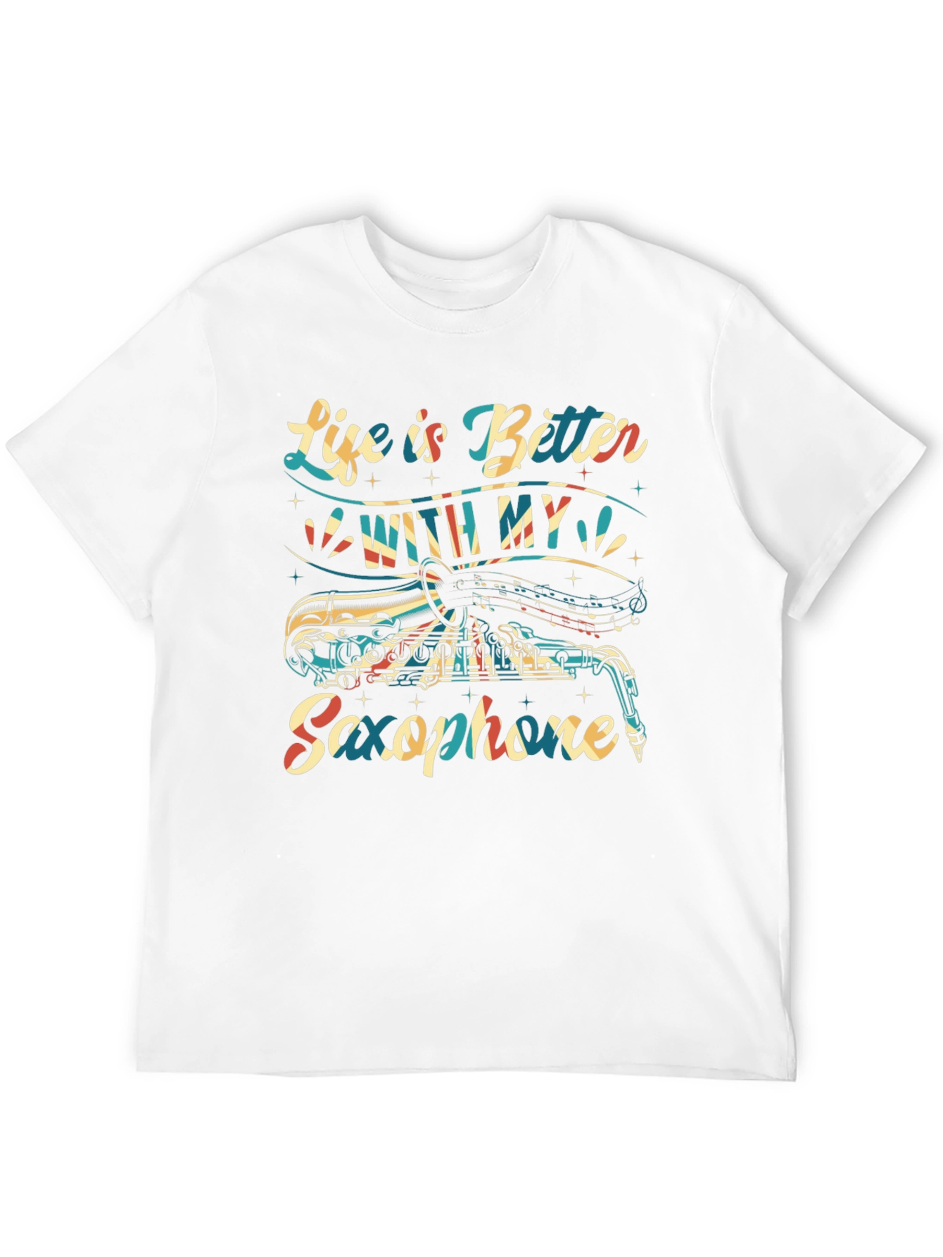 Black Saxophone Lover T-Shirt - Life is Better With My Saxophone view 12