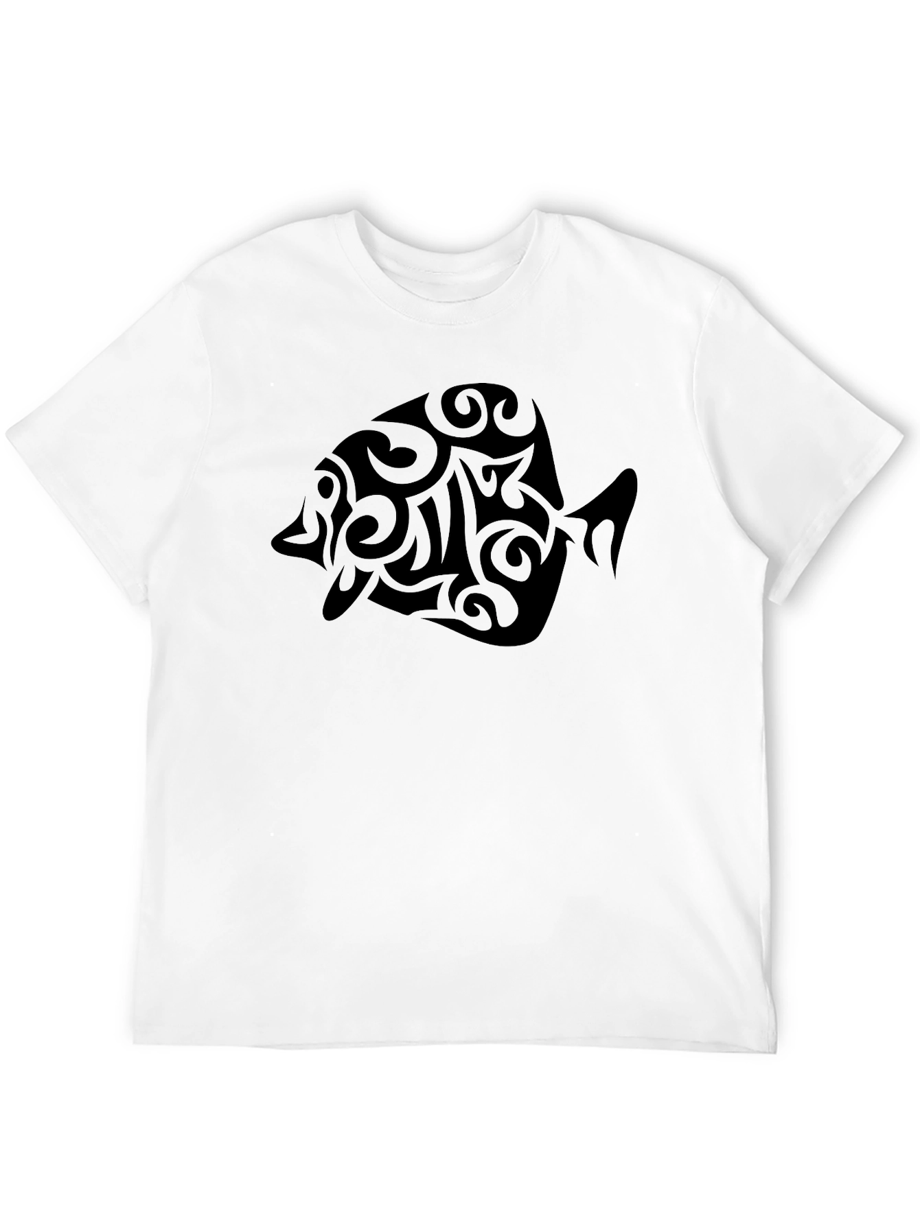 Black Tribal Fish Graphic Tee - Men's Black T-Shirt view 12