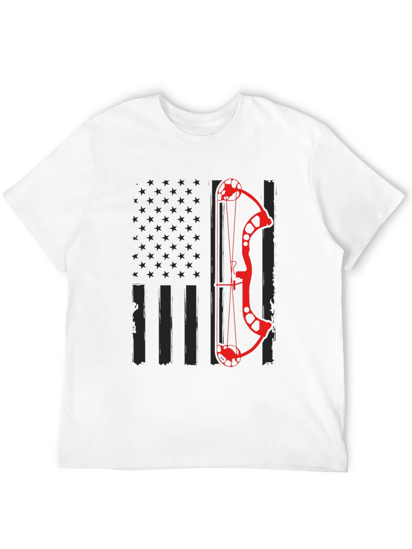 Black Archery Bow American Flag Graphic T-Shirt view 12