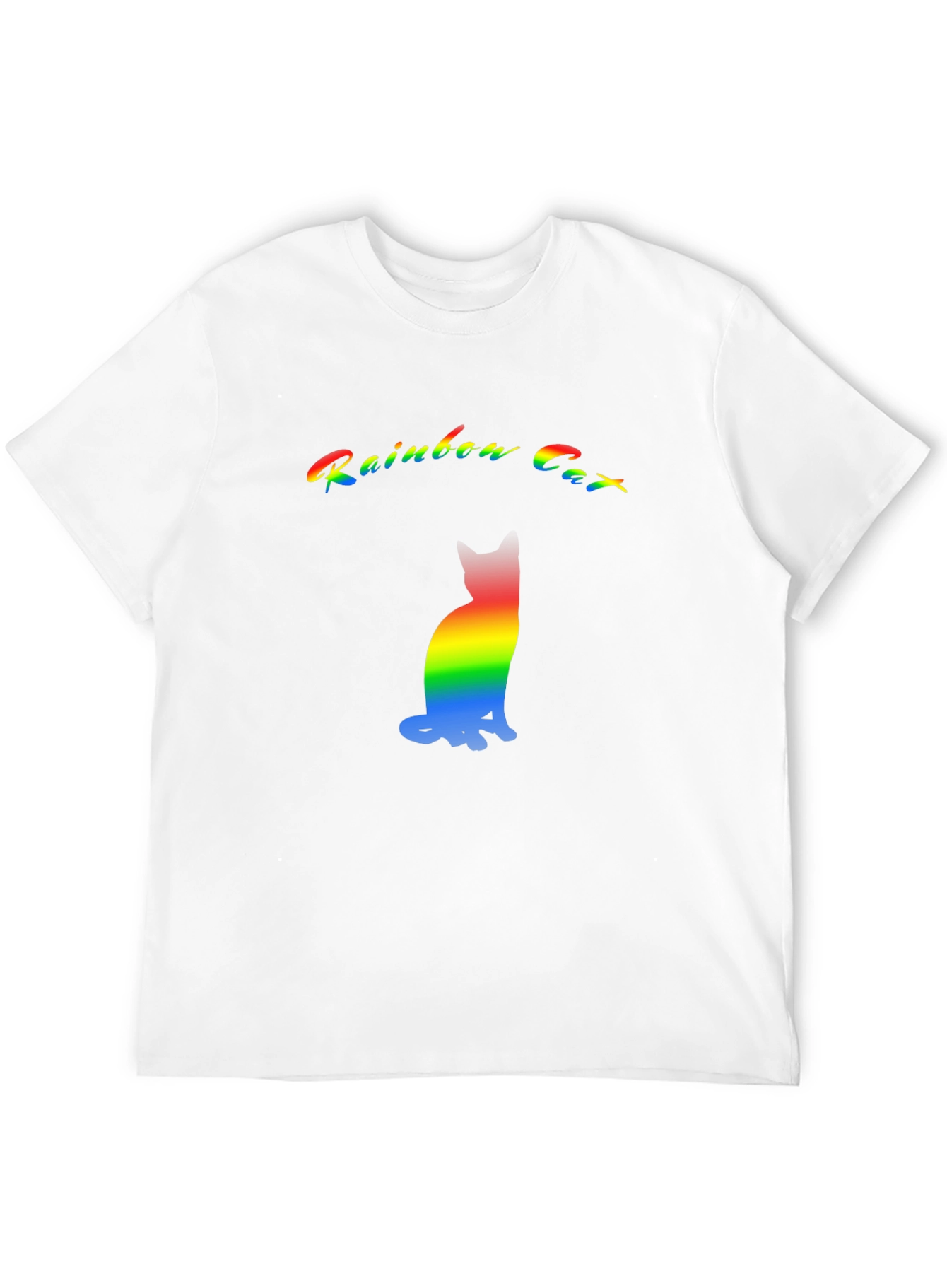 Black Rainbow Cat Graphic T-Shirt - Black Cotton Blend view 12