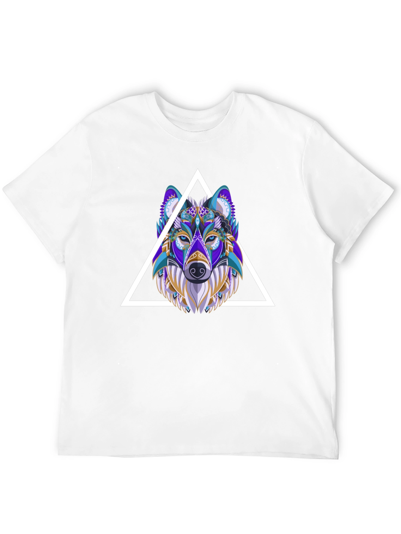 Black Wolf Graphic Tee - Geometric Style Black T-Shirt view 12