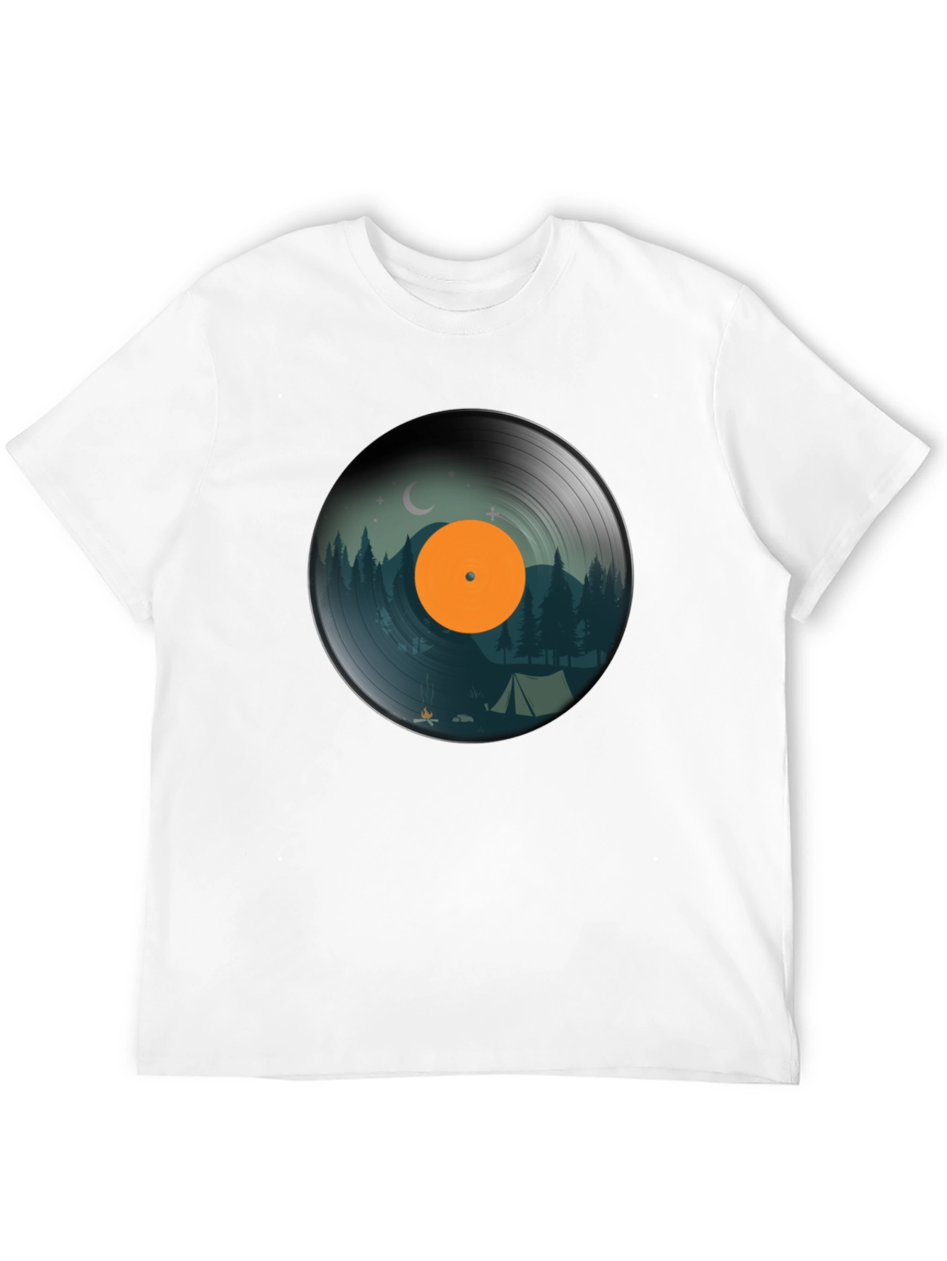 Black Camping Vinyl Record Graphic Tee - Nature Lover Shirt view 12