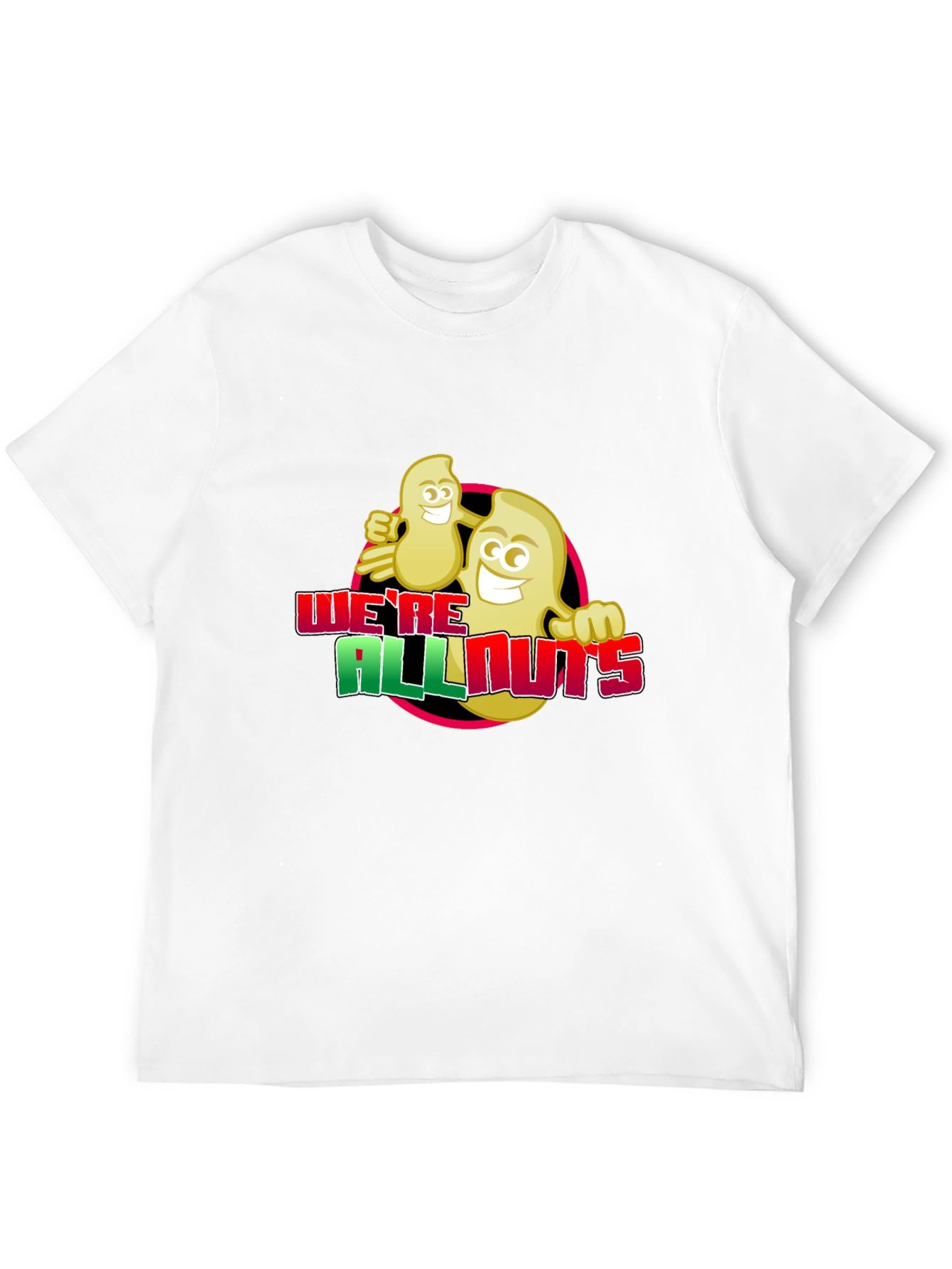 Black We're All Nuts T-Shirt - Funny Cartoon Graphic Tee view 12