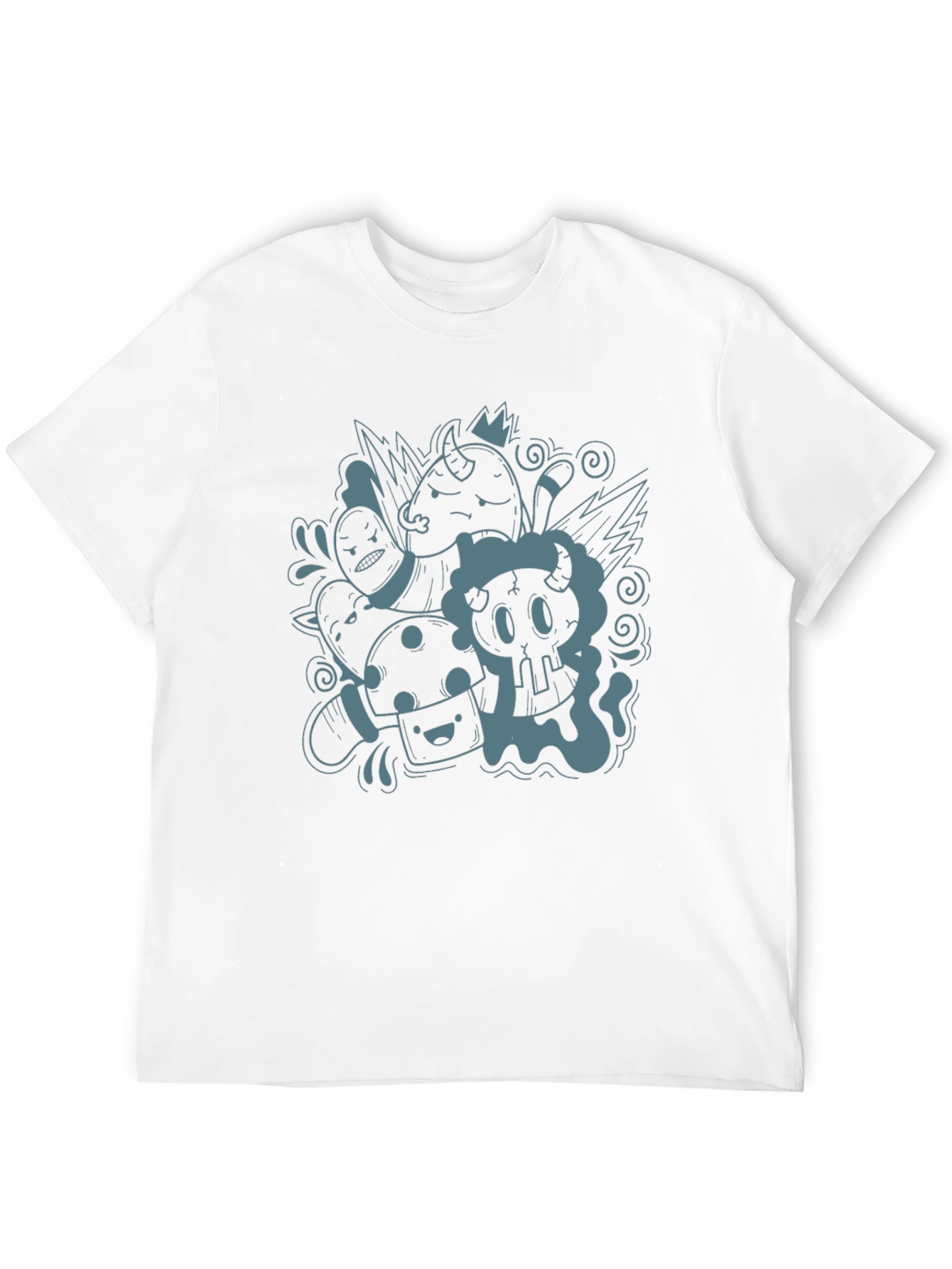 Black Funky Doodle Graphic Black T-Shirt - Unisex Casual Tee view 12