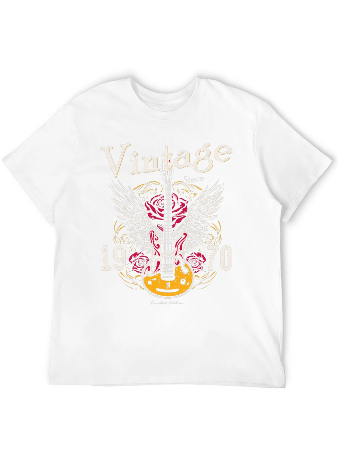 Black Vintage 1970 Guitar Graphic T-Shirt view 12