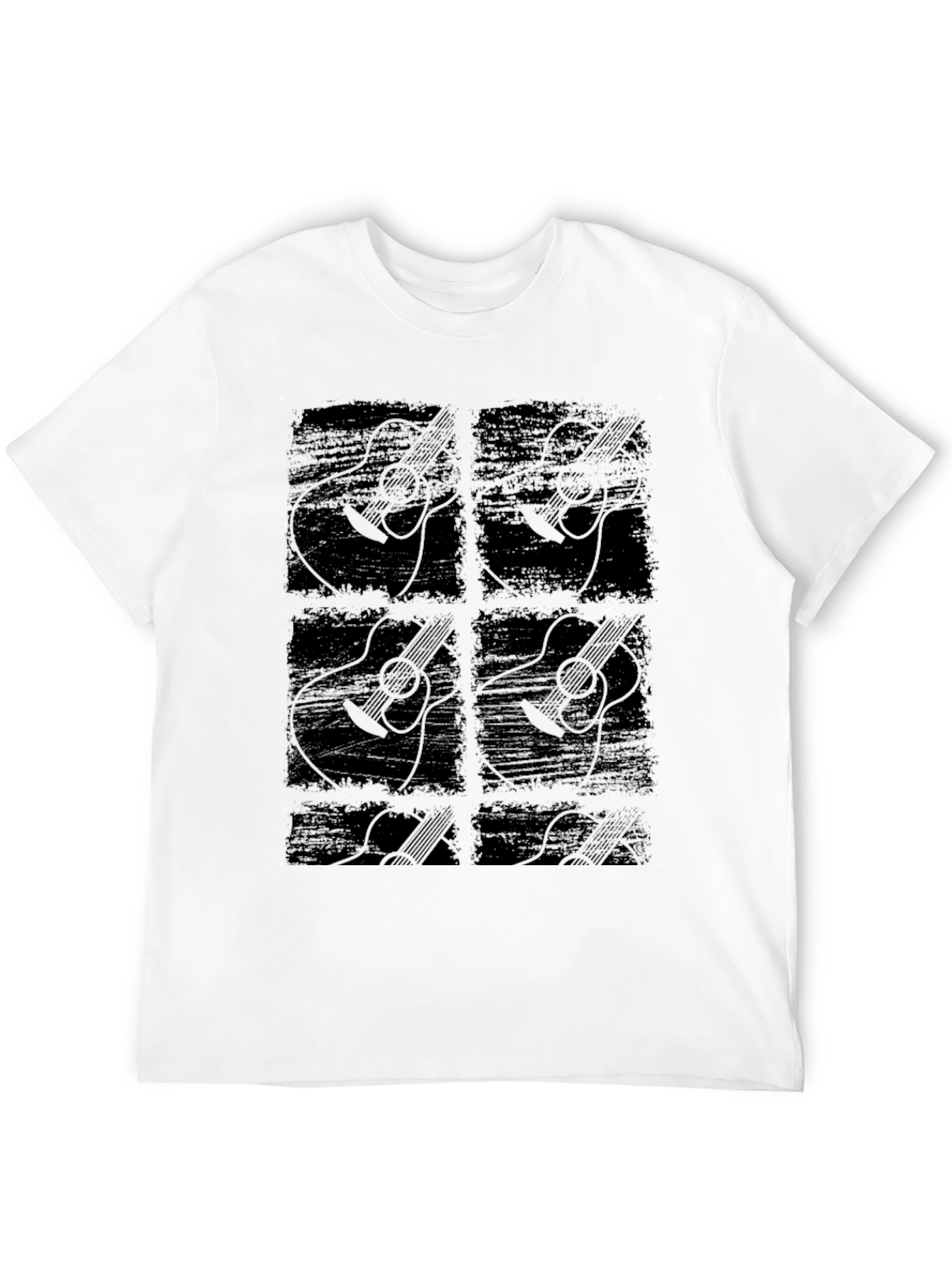 Black Guitar Graphic Print Black T-Shirt view 12