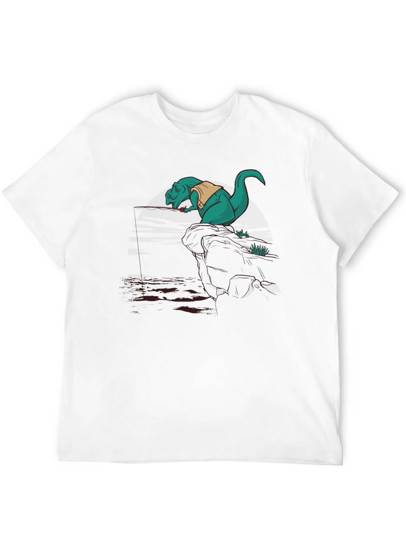 Black Dino Fishing Tee - Black Cotton T-Shirt view 12