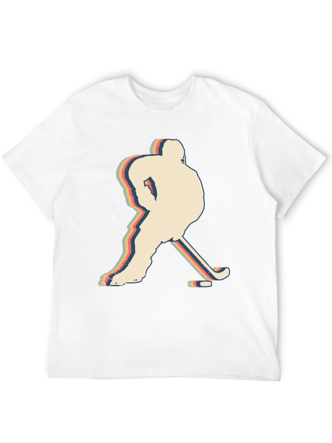 Black Retro Hockey Player Silhouette Graphic T-Shirt view 12