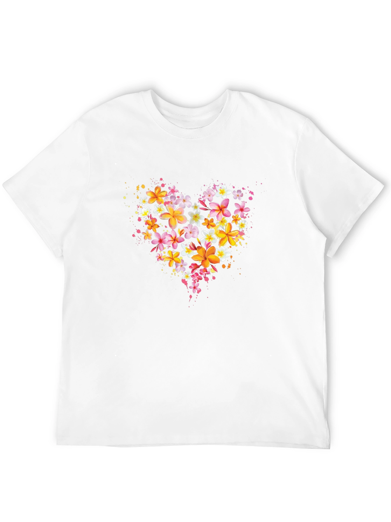 Black Floral Heart T-Shirt - Black Crew Neck view 12