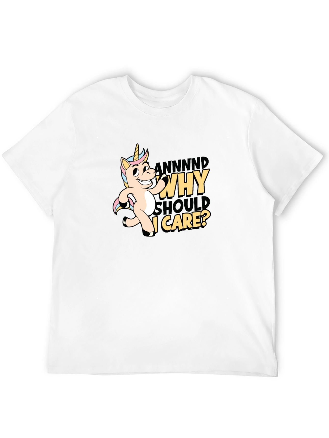 Black Funny Unicorn Why Should I Care T-Shirt view 12