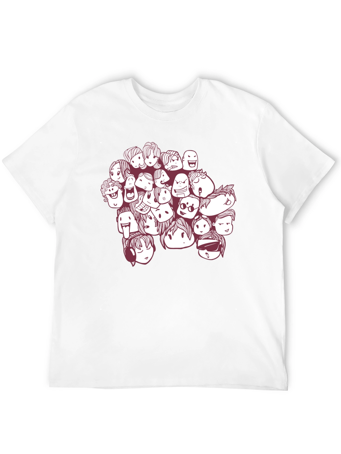 Black Cartoon Faces Graphic Print Black T-Shirt view 12