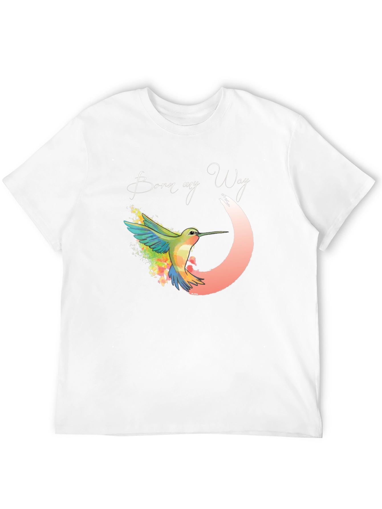 Black Born My Way T-Shirt - Watercolor Hummingbird Tee view 12
