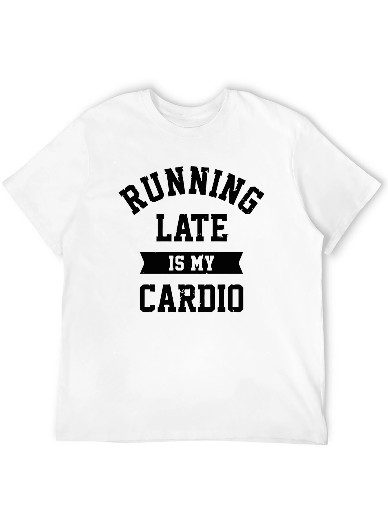 Black Running Late is My Cardio Graphic Tee - Men's Black T-Shirt view 12