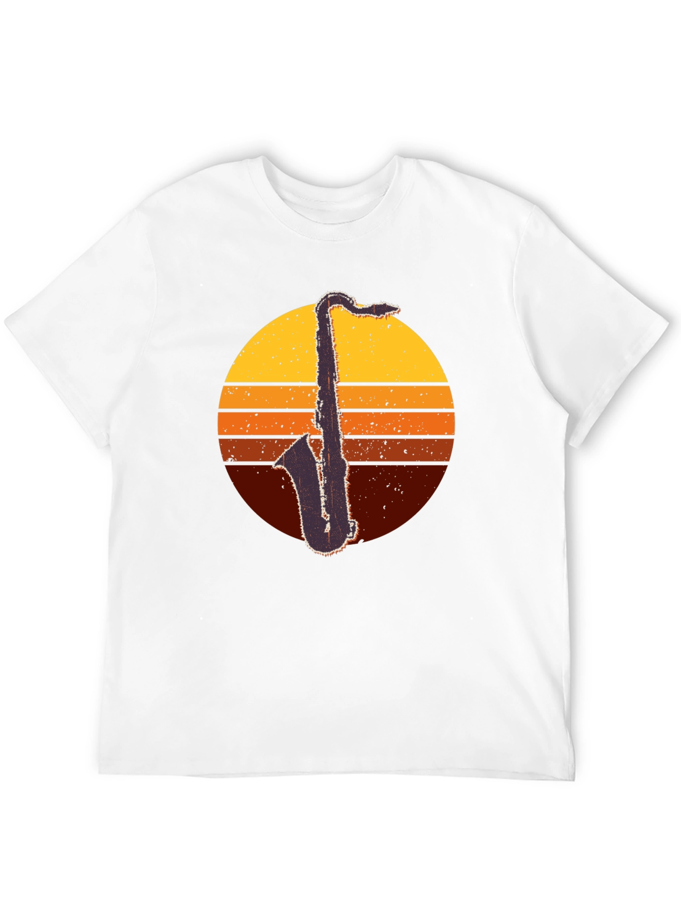 Black Retro Saxophone Sunset T-Shirt - Classic Cool view 12