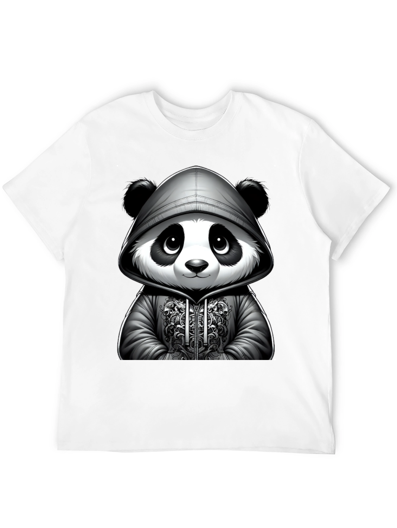 Black Cool Panda Hoodie T-Shirt view 12