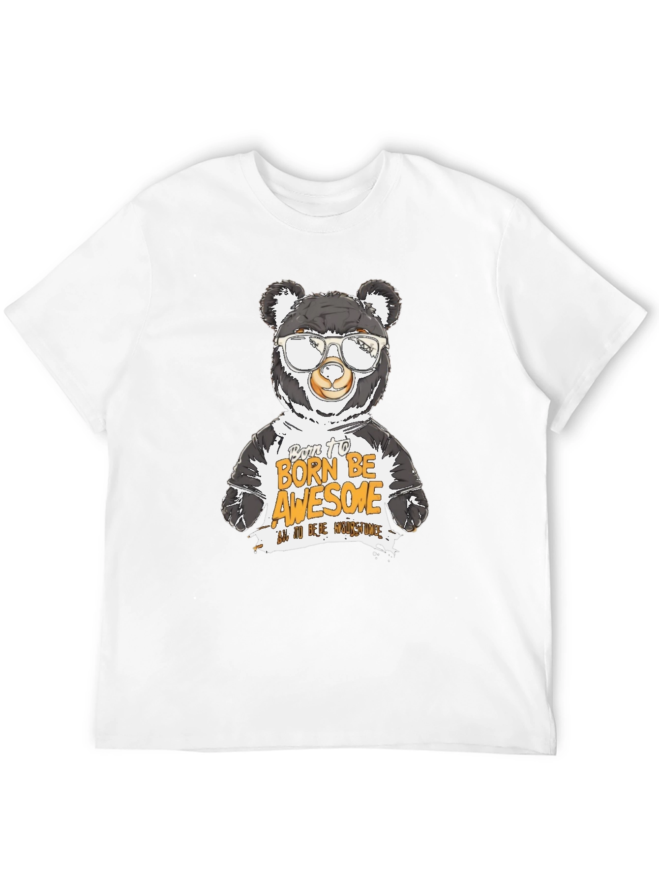 Black Cool Bear Graphic T-Shirt - Born to Be Awesome view 12