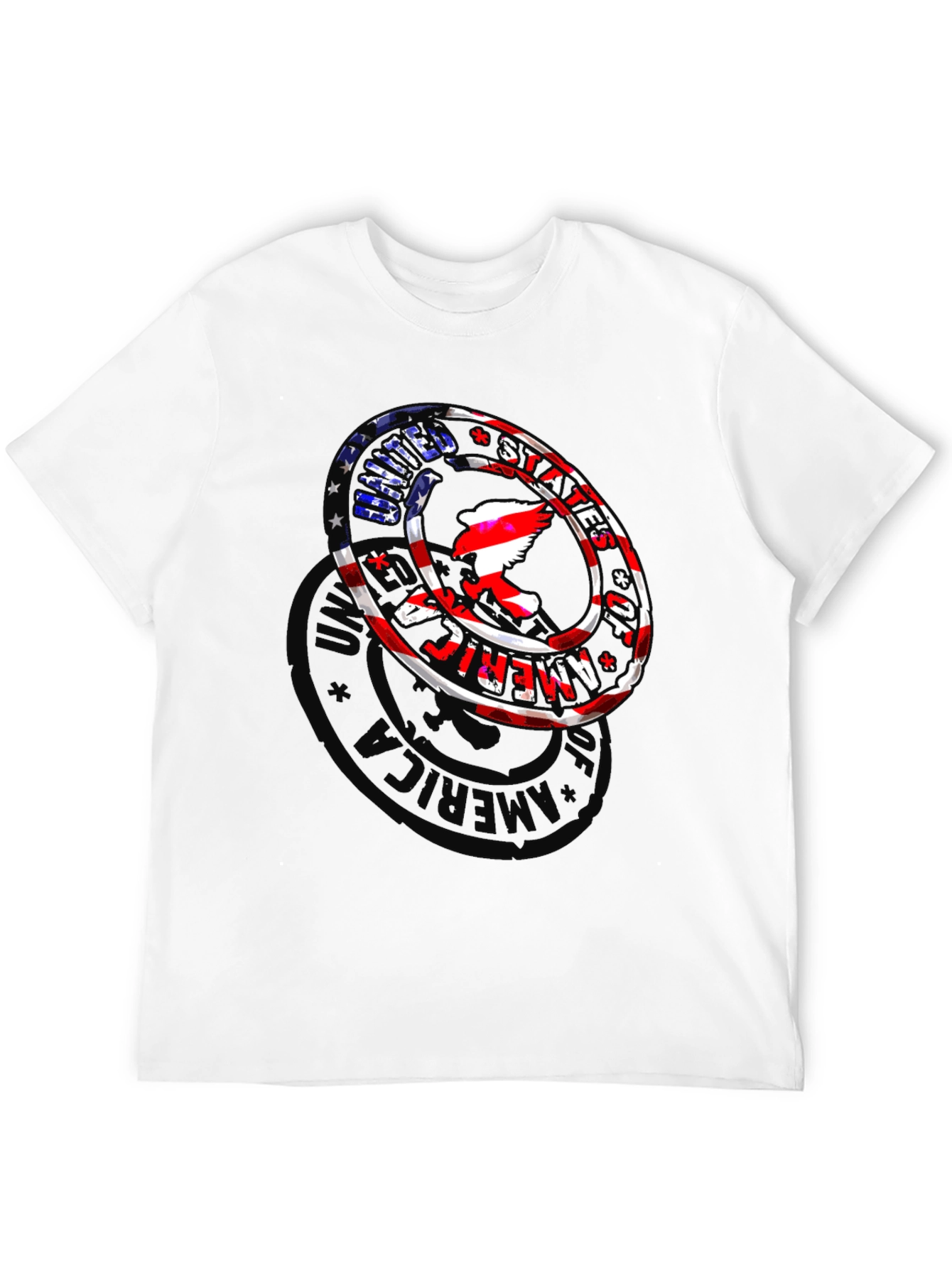 Black USA Eagle Graphic Print Men's Black T-Shirt view 12