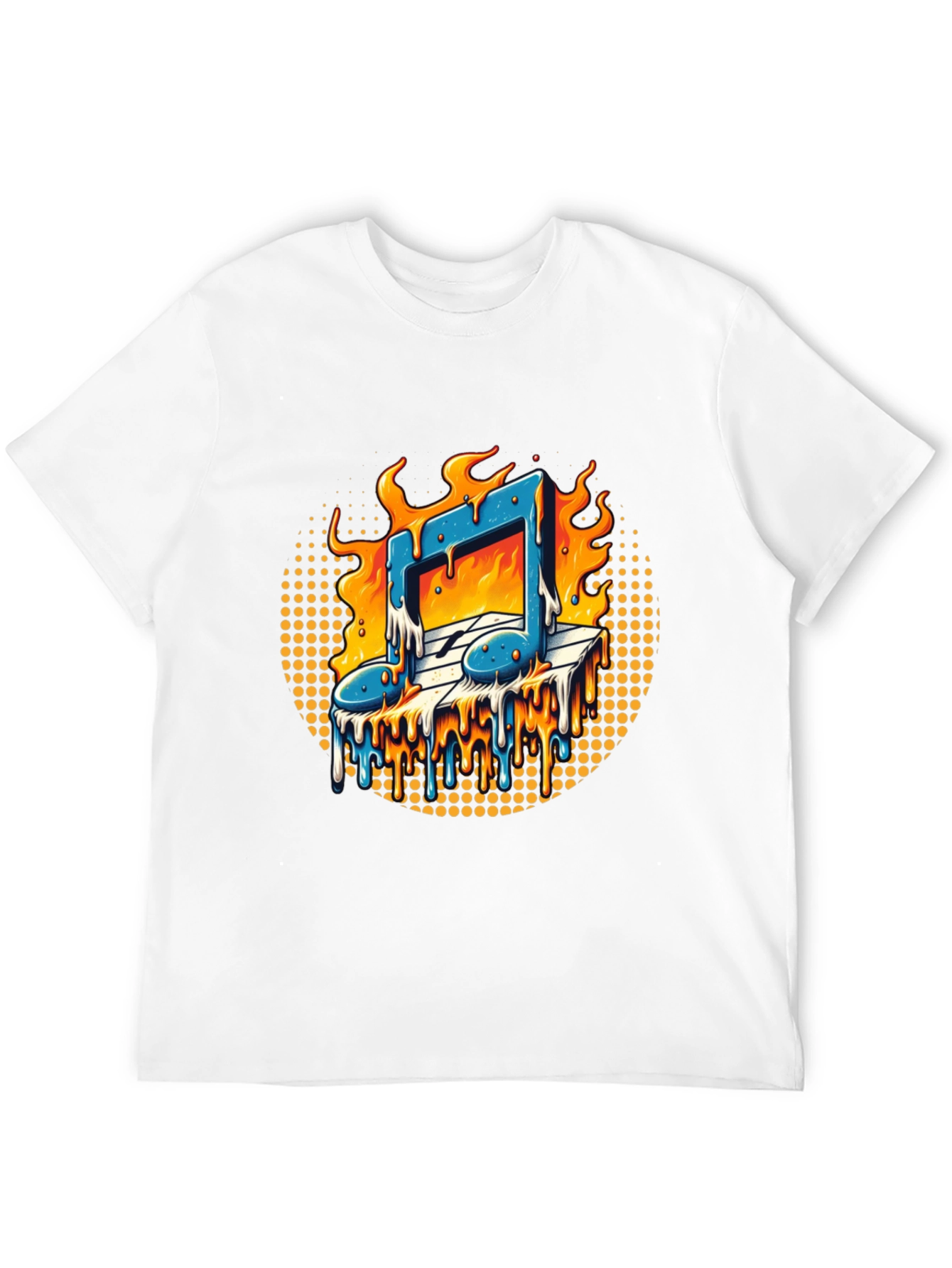 Black Fiery Music Note Graphic Tee view 12