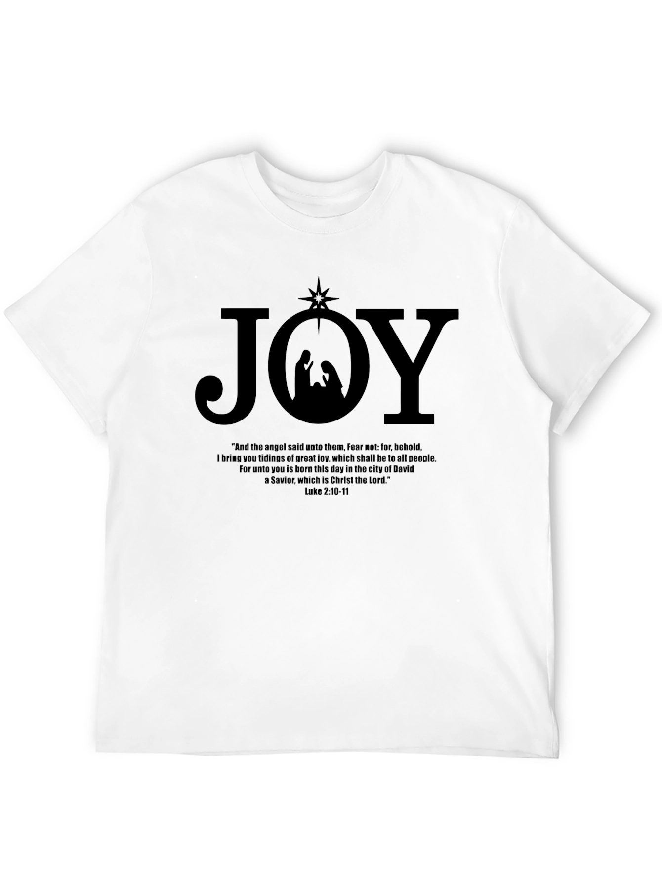 Joy Nativity Black T-Shirt - Luke 2:10-11 - 12