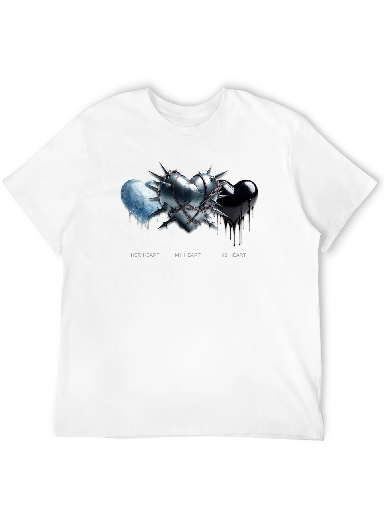 Black Heart Trio Graphic Tee - Her, My, His Hearts view 12