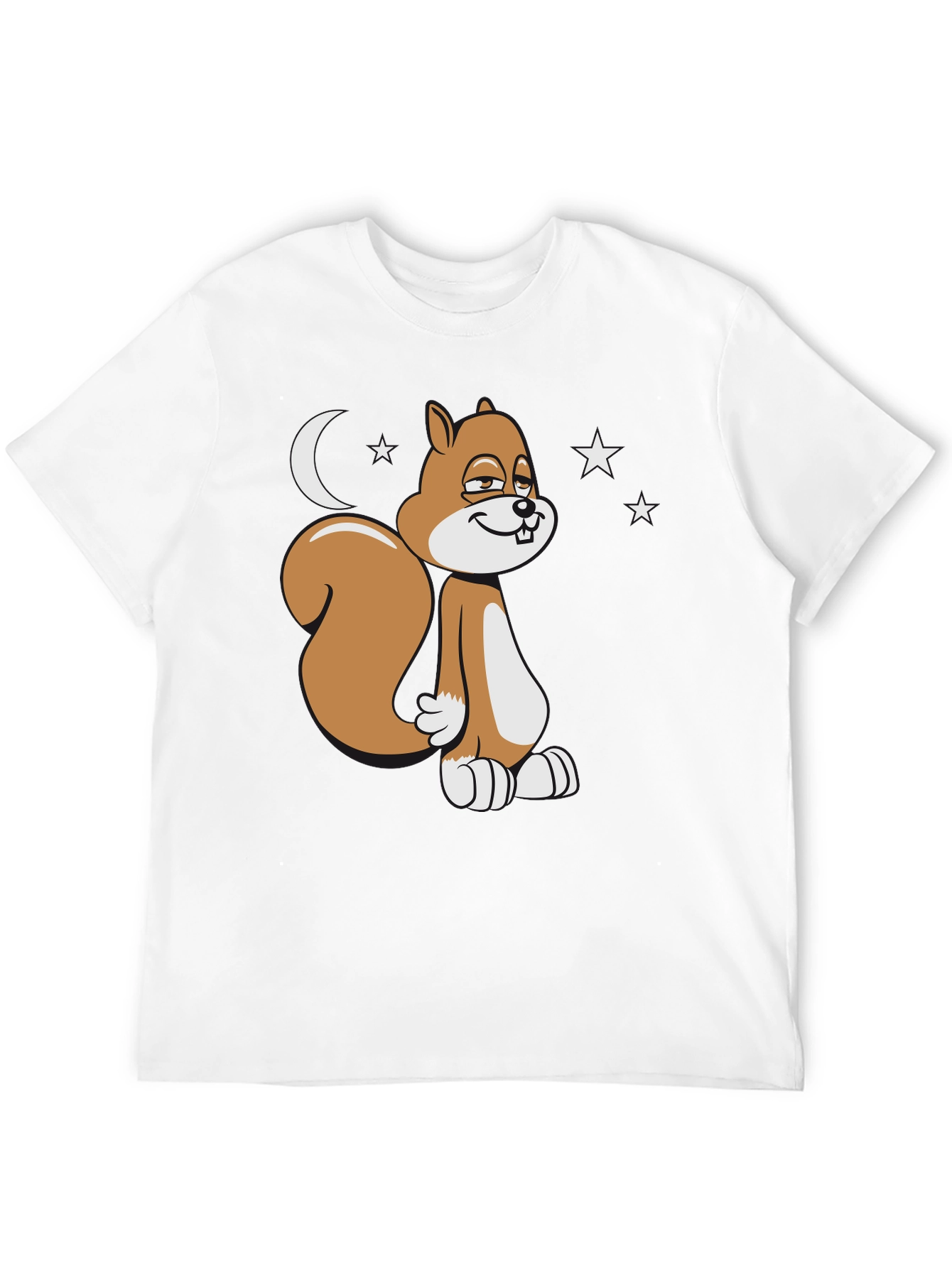 Black Funny Squirrel Moon Stars Graphic T-Shirt view 12