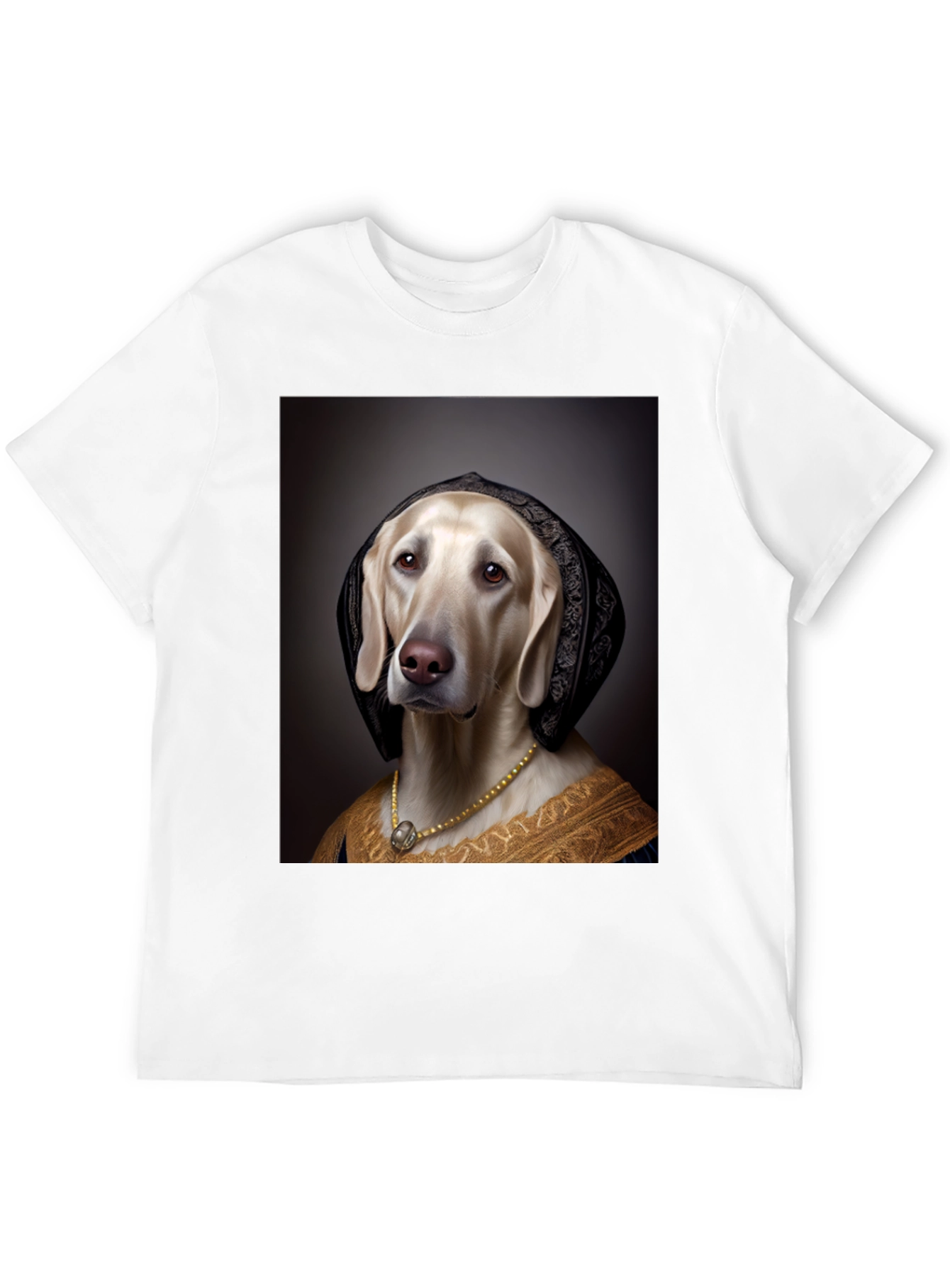 Black Renaissance Dog Portrait T-Shirt - Unique Art Tee view 12