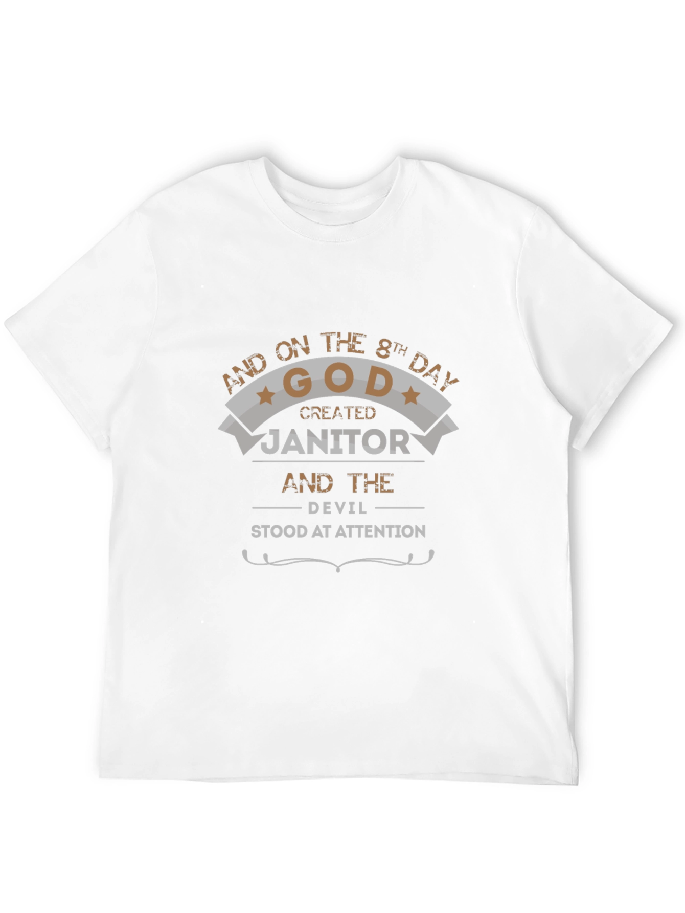 Black Humorous Janitor T-Shirt: "God Created Janitor" view 12