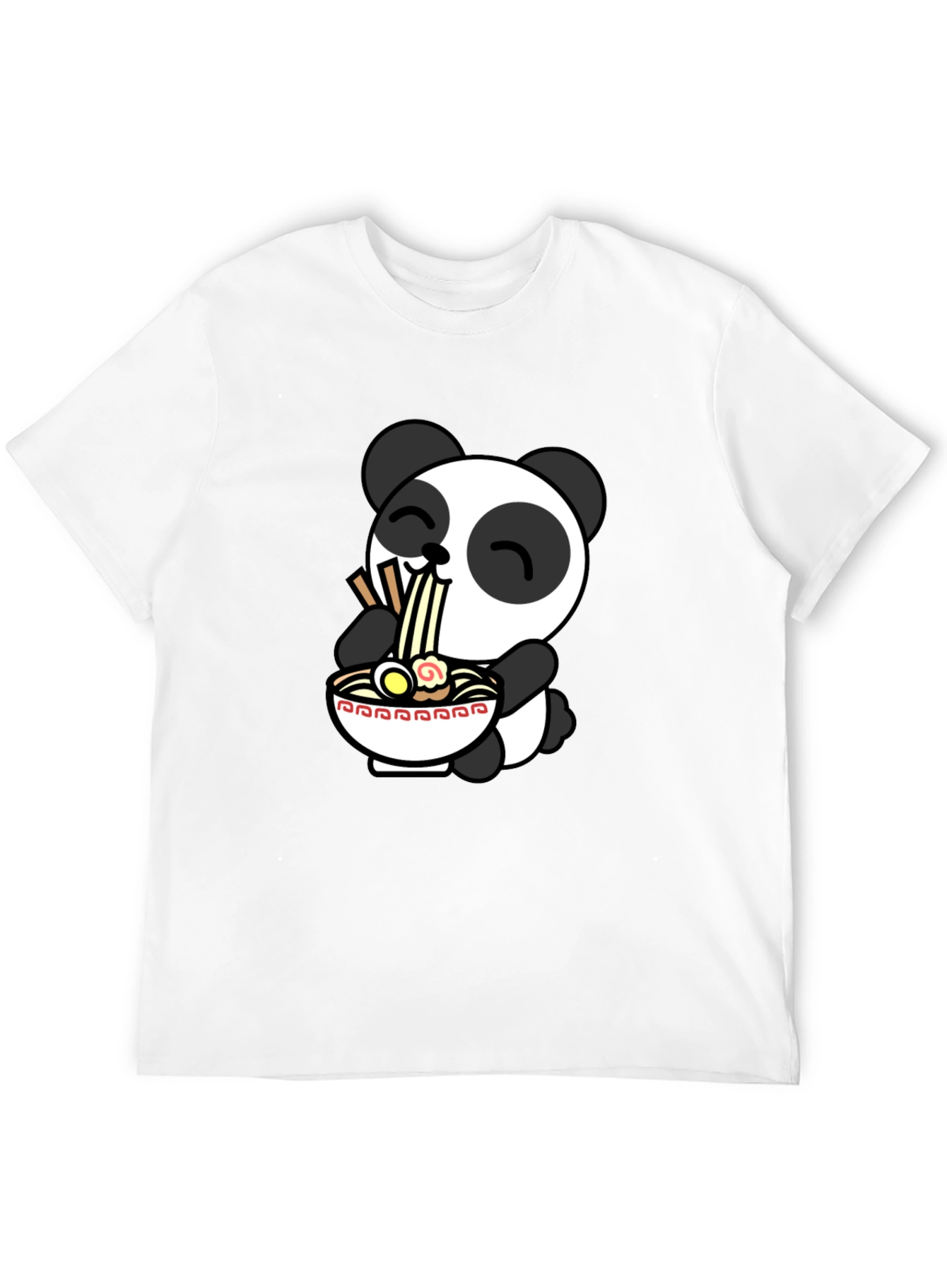 Cute Panda Ramen T-Shirt - Black - 12