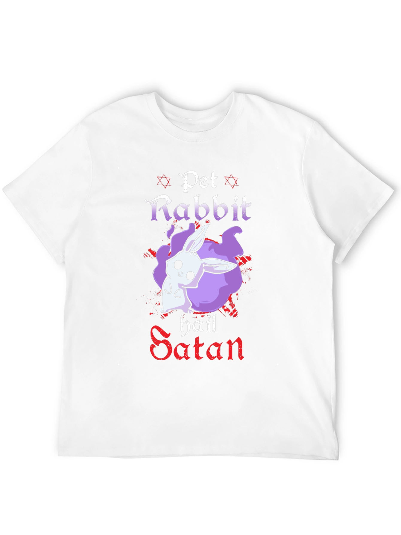 Black Pet Rabbit Hail Satan Black T-Shirt view 12