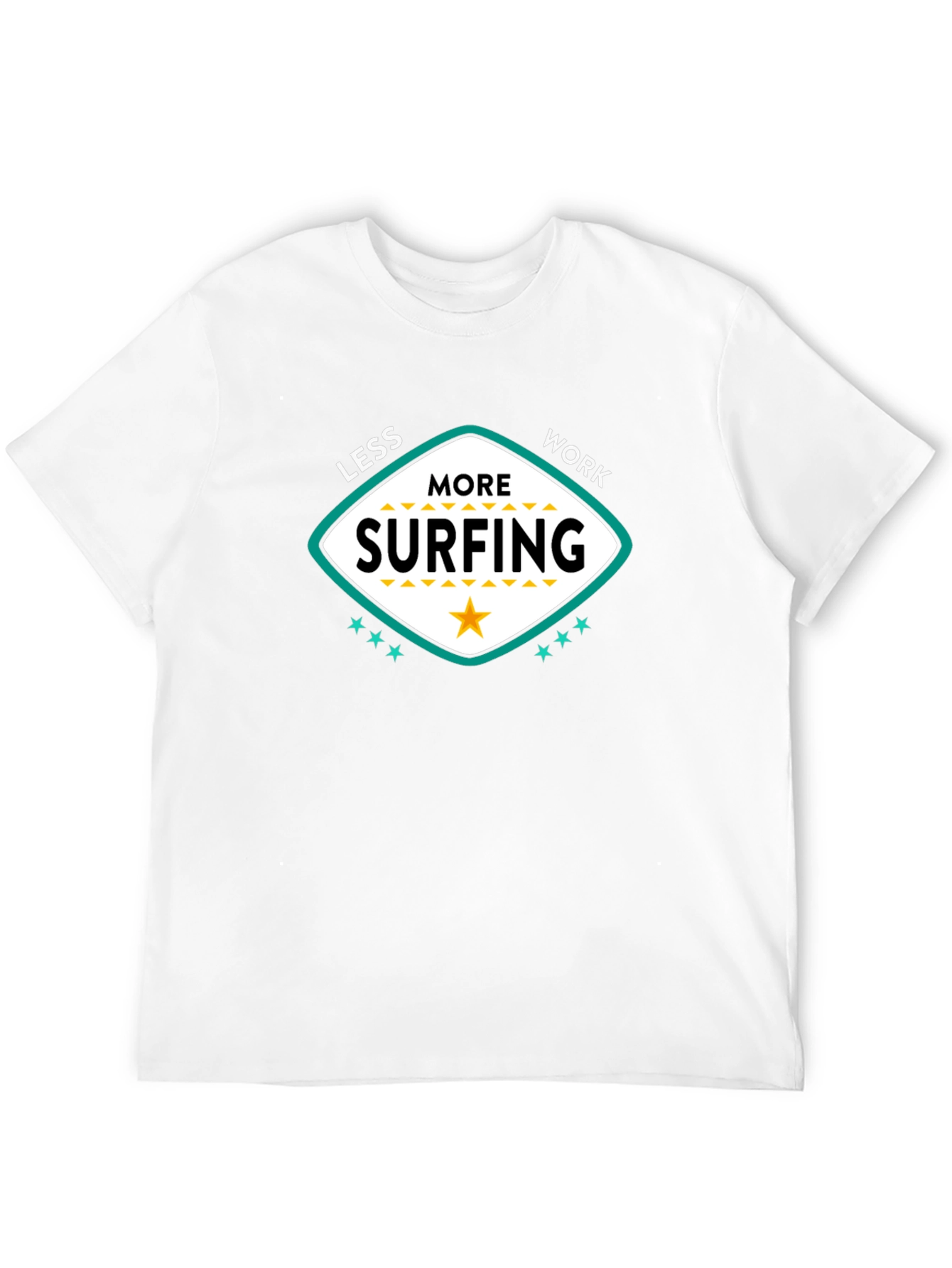 Black Less Work More Surfing Graphic Tee - Black view 12