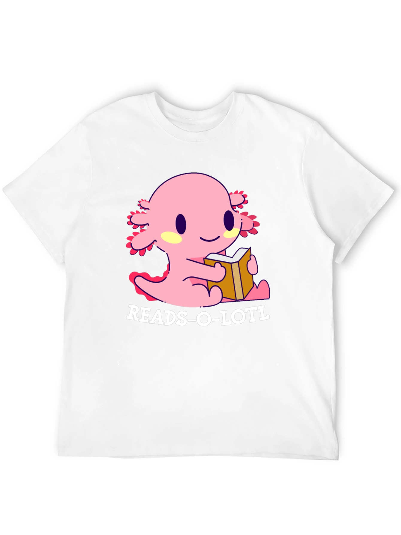 Black Reads-O-Lotl Axolotl Reading T-Shirt view 12