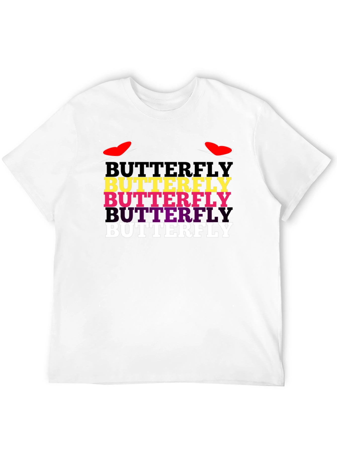 Black Butterfly Text Graphic Tee - Trendy Casual T-Shirt view 12