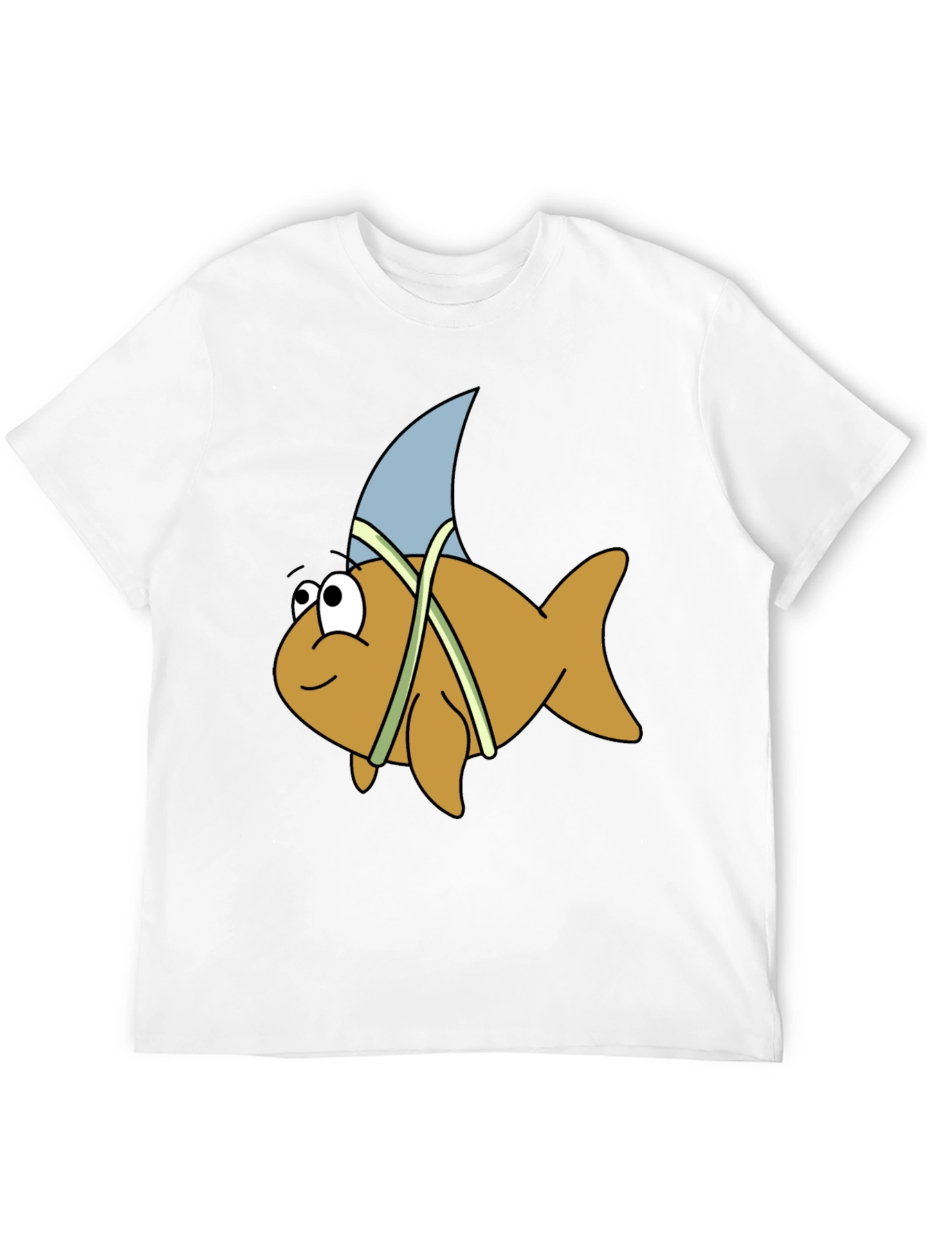 Cartoon Shark Fin Fish Black T-Shirt - 12