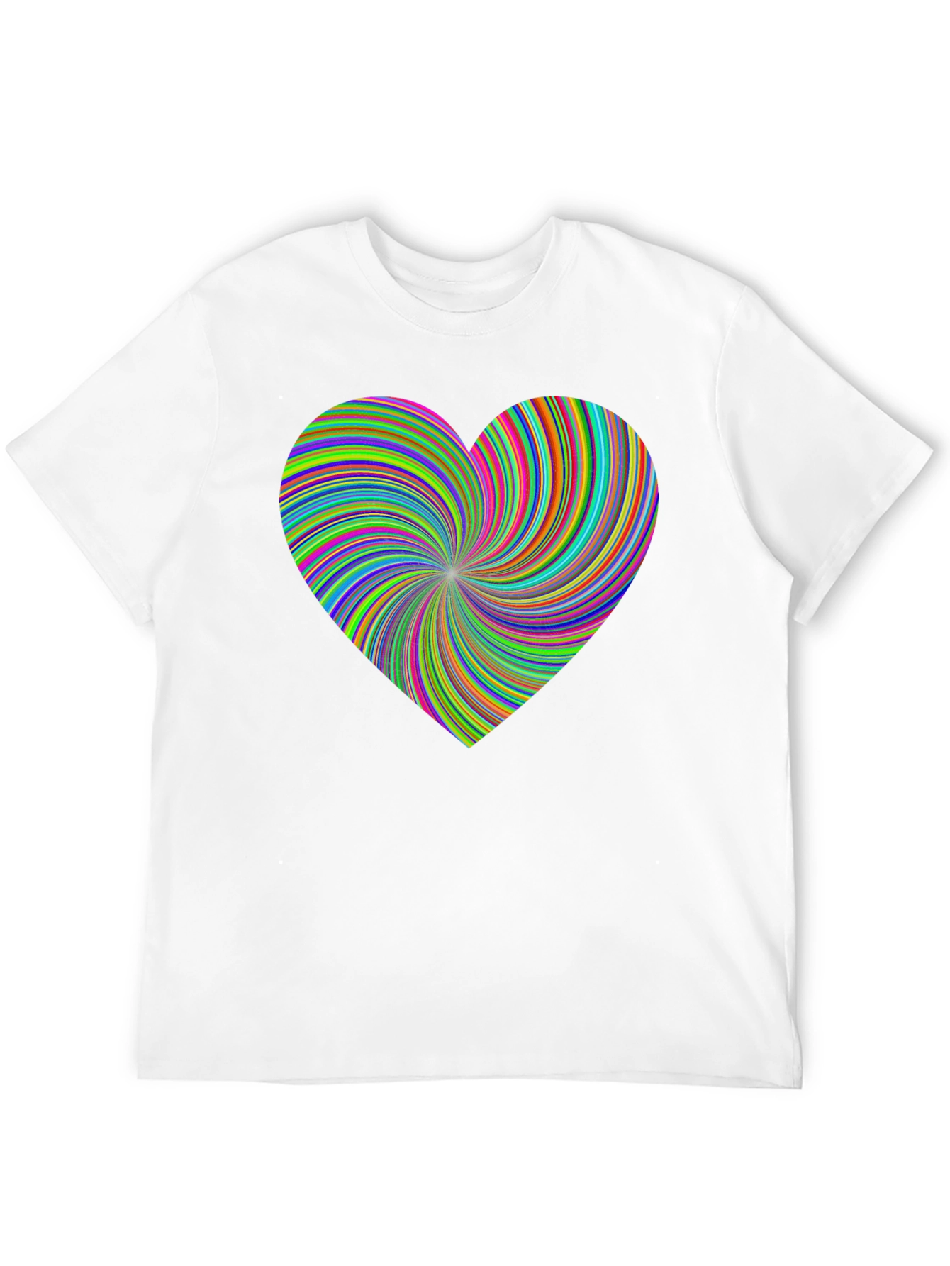 Black Vibrant Swirl Heart Black T-Shirt - Modern Artistic Tee view 12