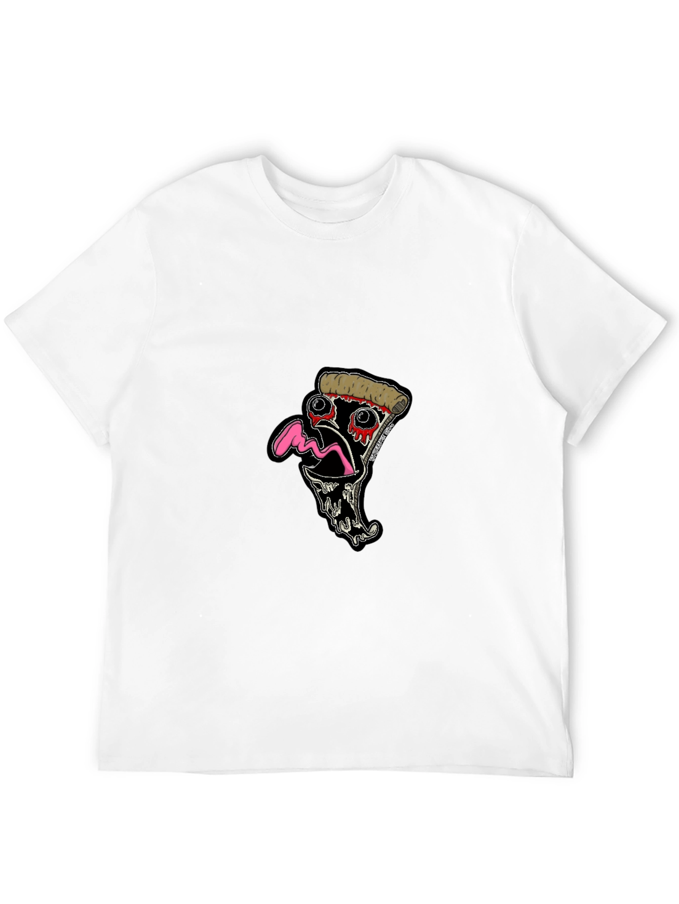 Black Pizza Slice Graphic Tee - Black Cotton T-Shirt view 12