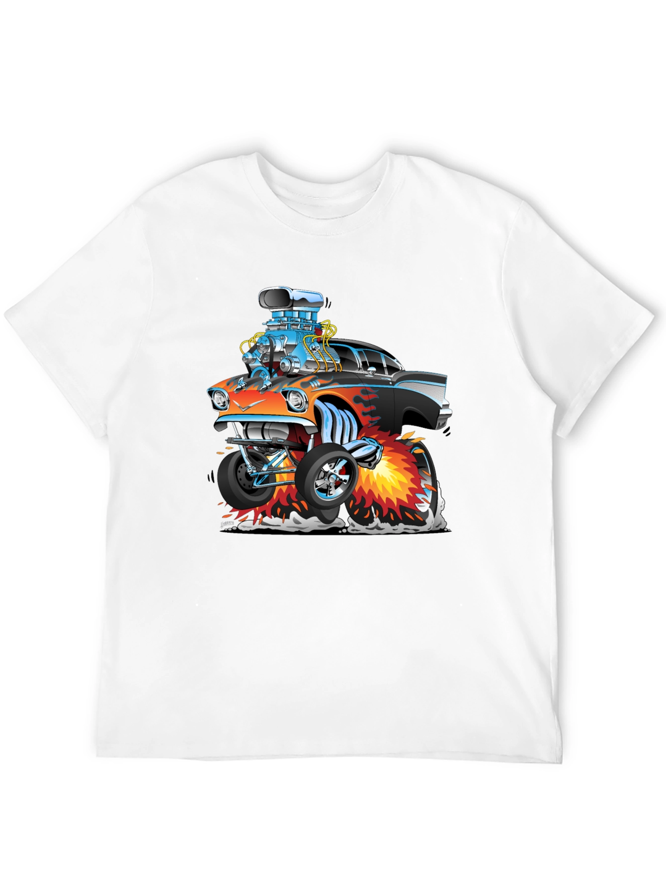 Black Cartoon Hot Rod T-Shirt - Black view 12
