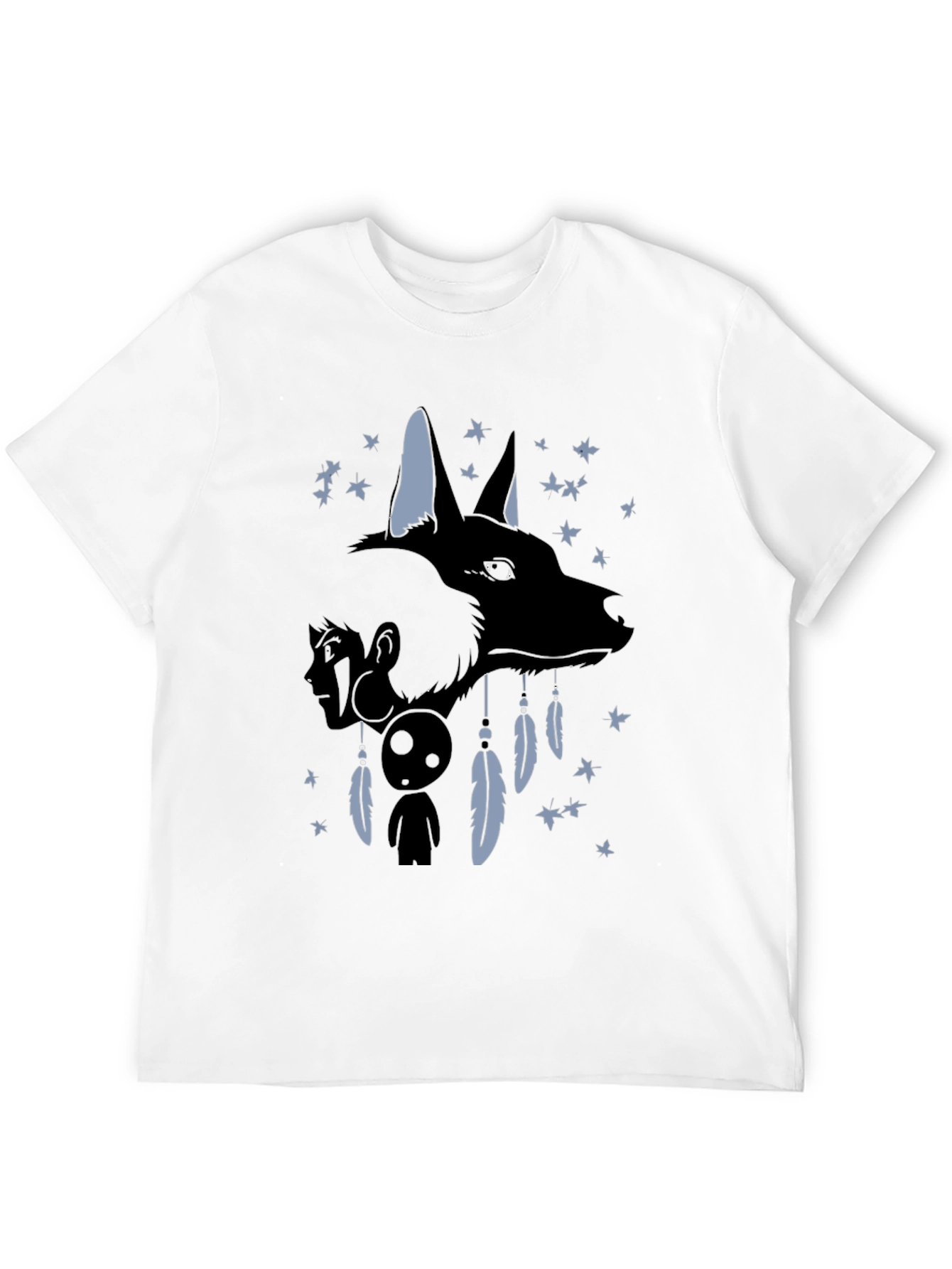 Black Anime Wolf Dreamcatcher Graphic T-Shirt view 12