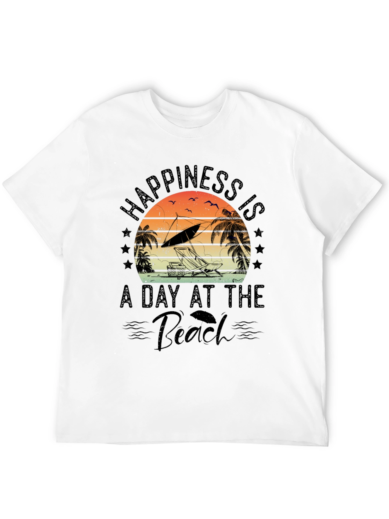 Black Happiness Is A Day At The Beach T-Shirt view 12