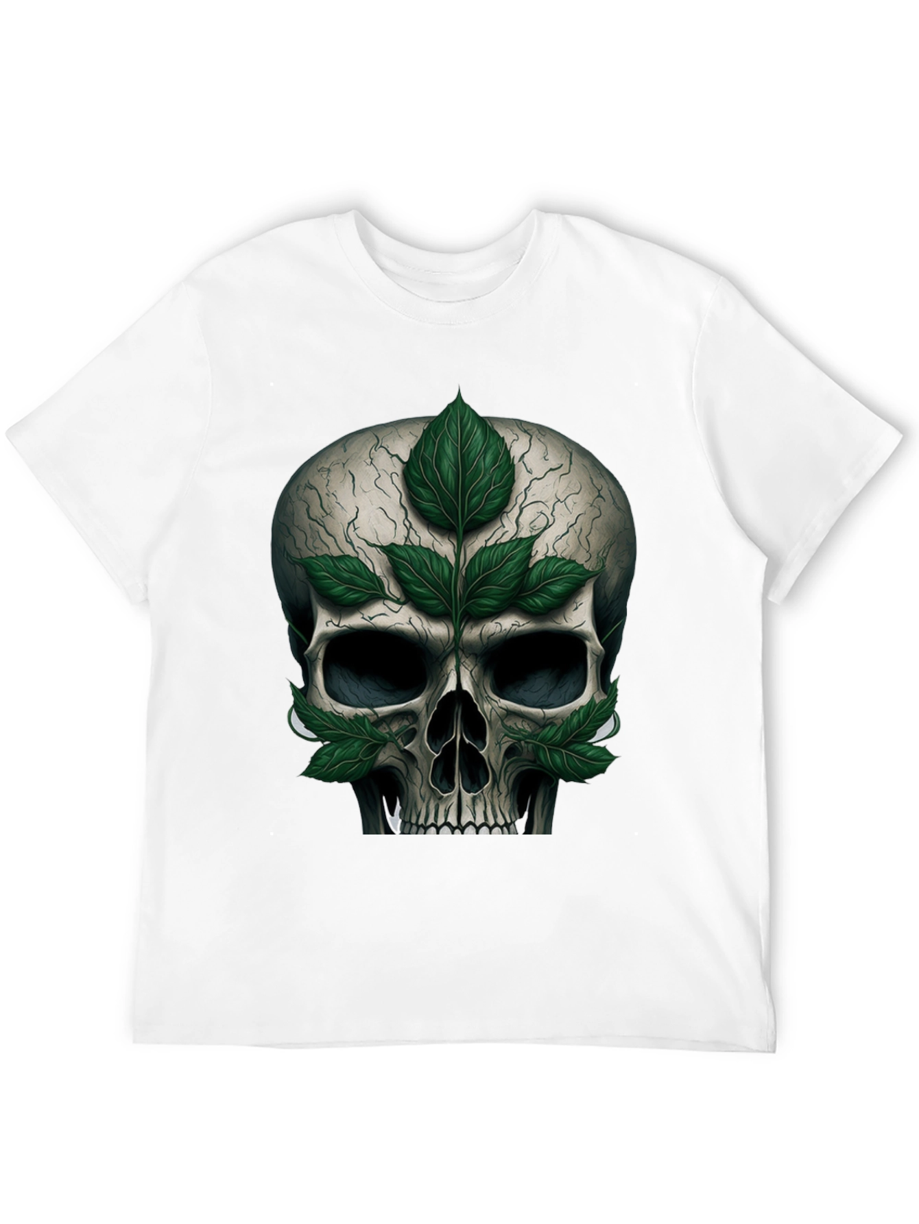 Black Skull & Leaves Graphic T-Shirt view 12