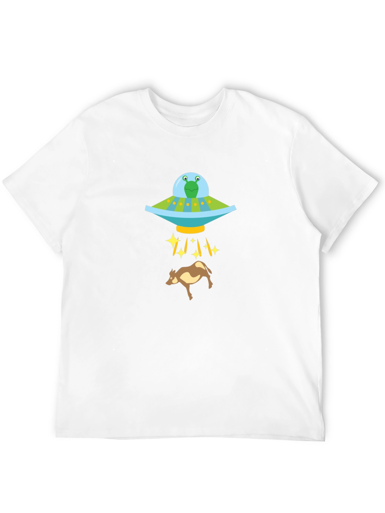 Black Alien Abduction Graphic Tee - Cow UFO Shirt view 12
