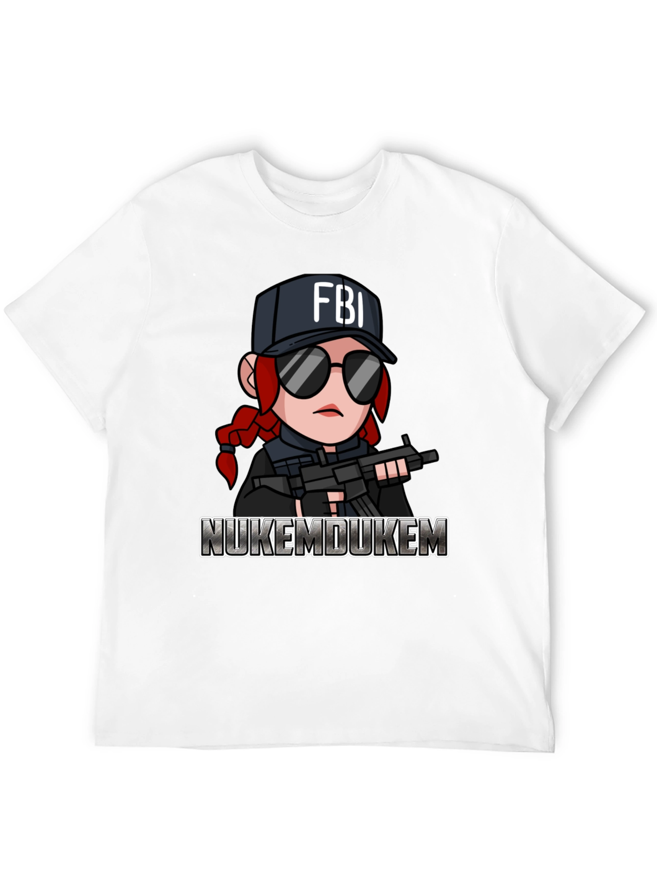 Black FBI Cartoon Graphic T-Shirt - NukeMDukeM view 12