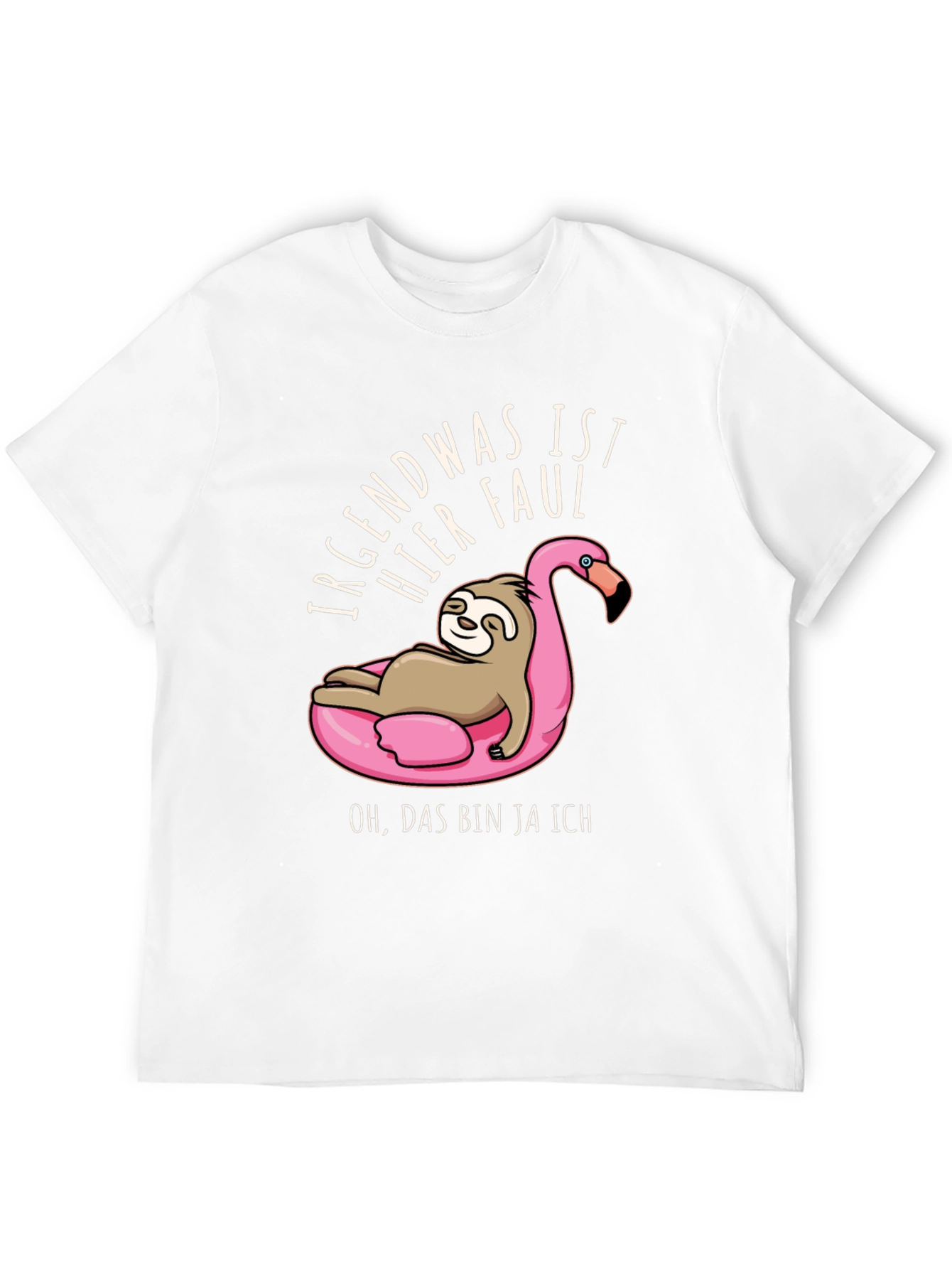 Black Lazy Sloth Flamingo Pool Float Graphic T-Shirt view 12