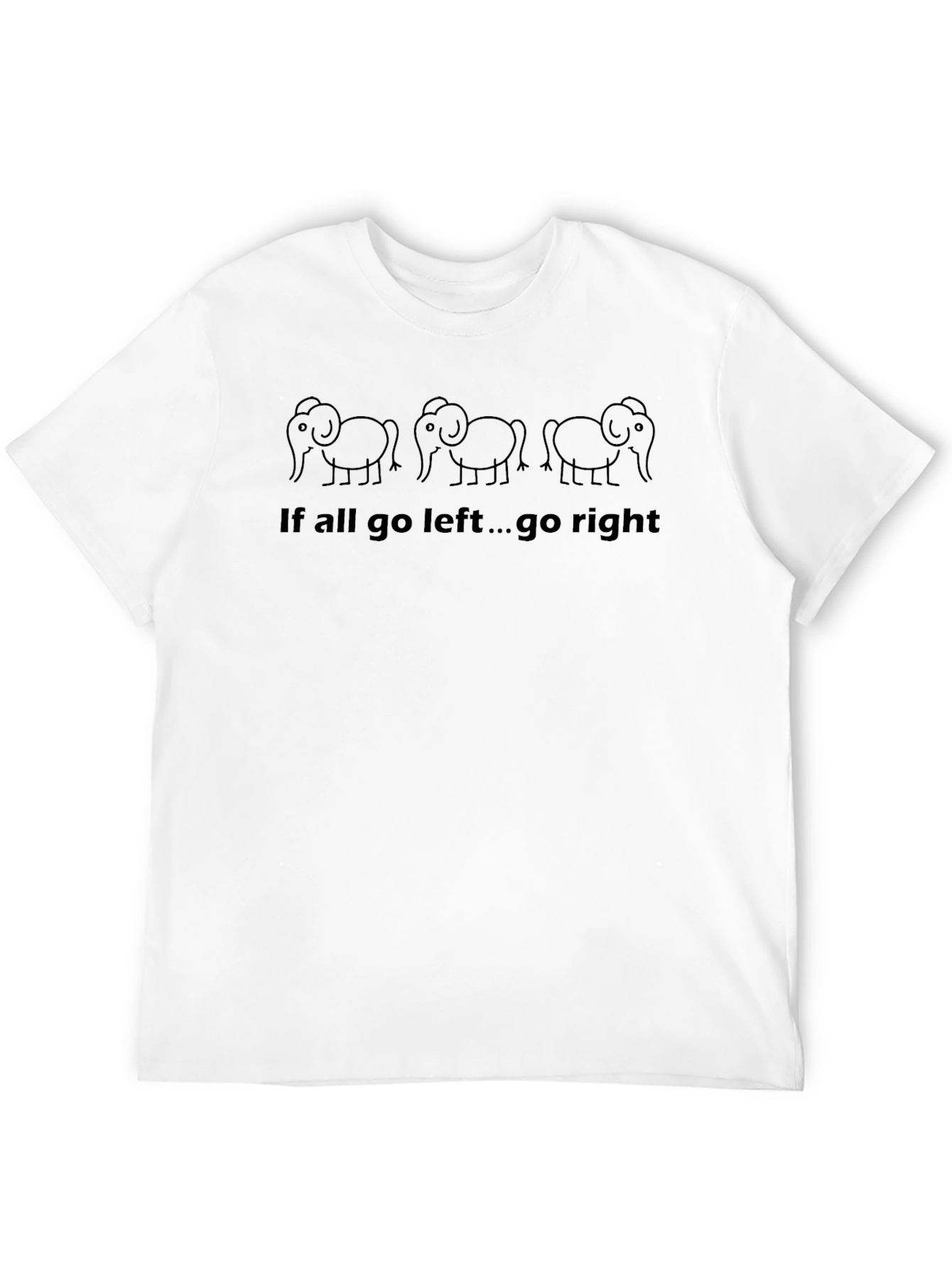 Black Go Right Funny Elephant Graphic T-Shirt view 12