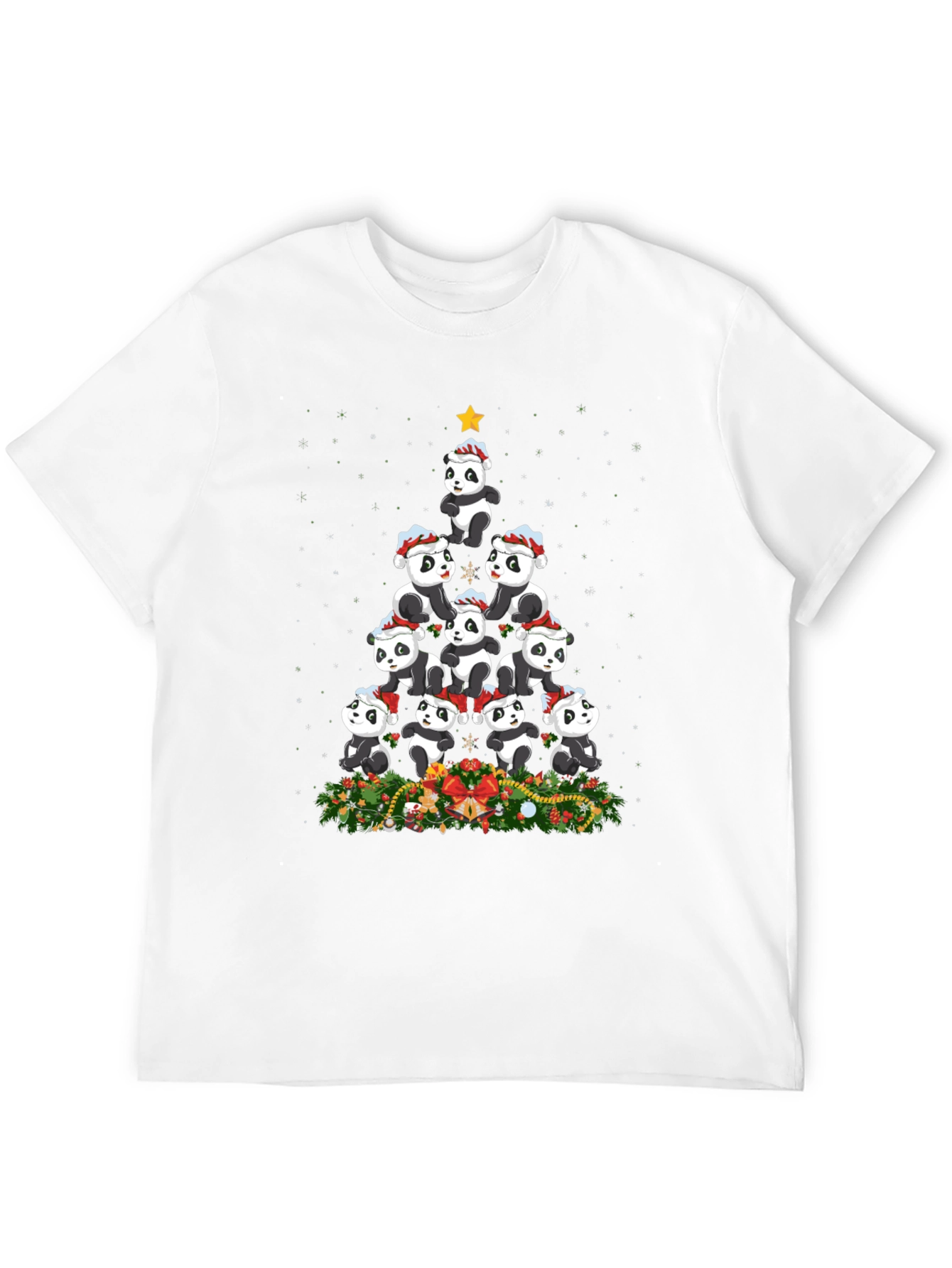 Black Panda Christmas Tree T-Shirt view 12