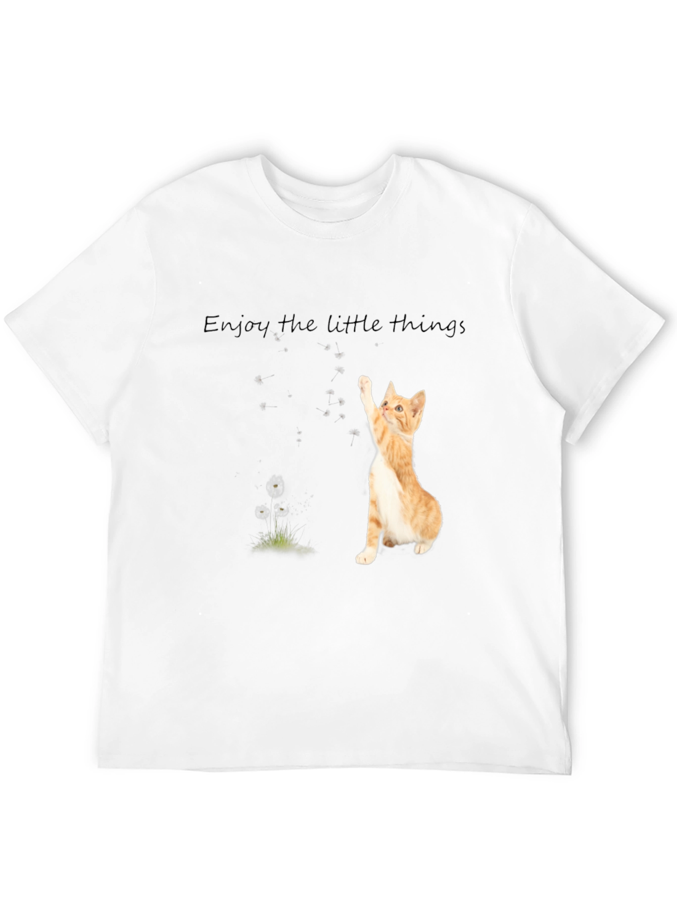 Black Cute Cat 'Enjoy the Little Things' Black T-Shirt view 12